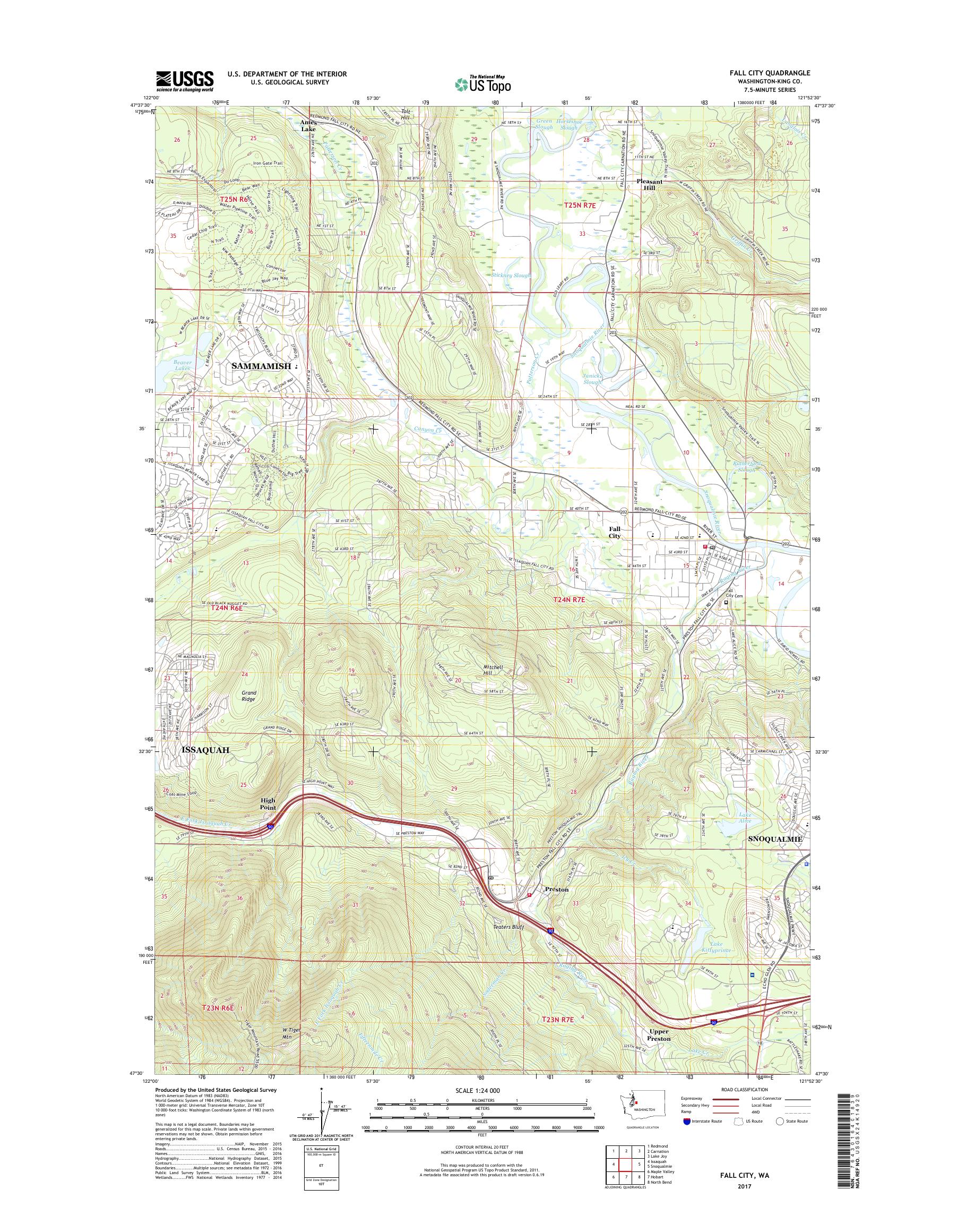 MyTopo Fall City, Washington USGS Quad Topo Map