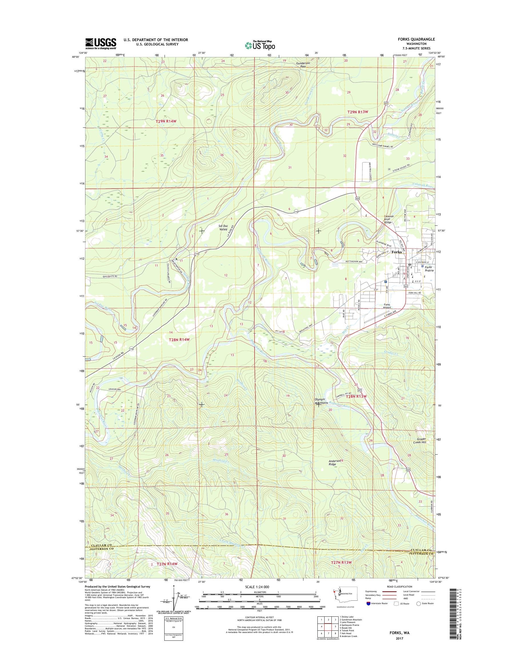 MyTopo Forks, Washington USGS Quad Topo Map