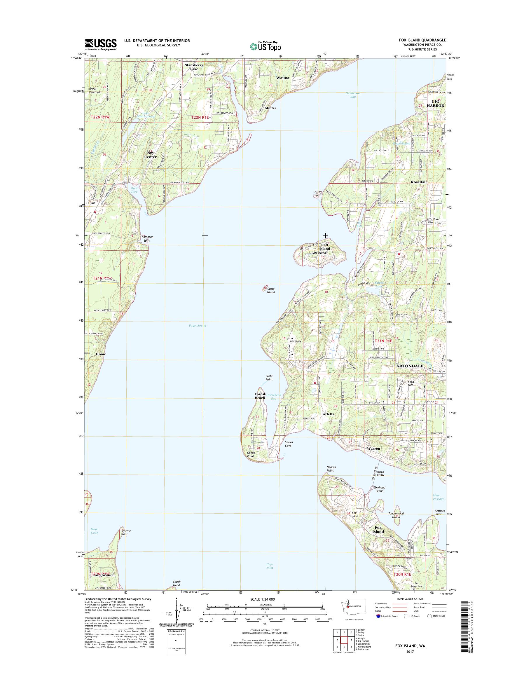 MyTopo Fox Island, Washington USGS Quad Topo Map