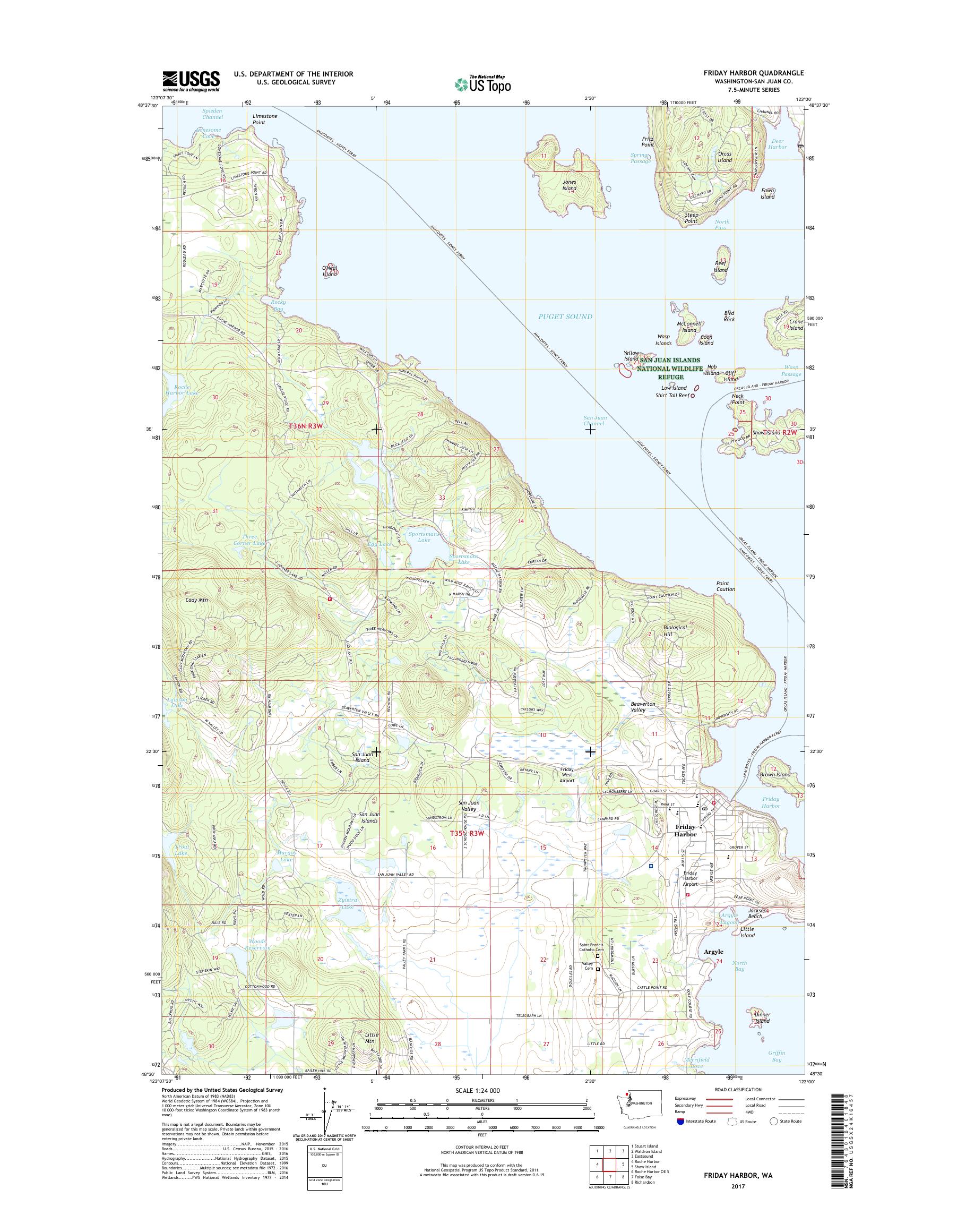 MyTopo Friday Harbor, Washington USGS Quad Topo Map