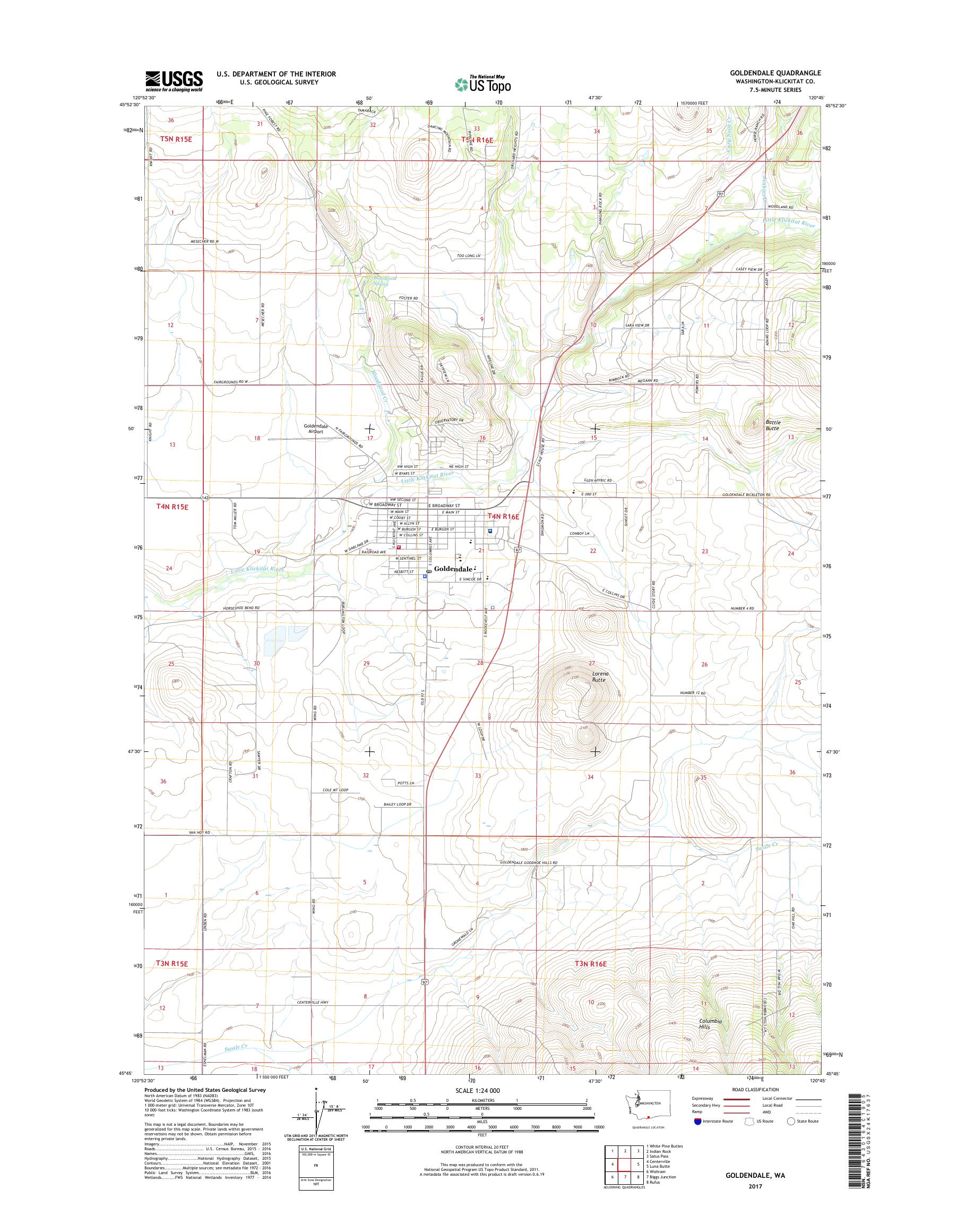 MyTopo Goldendale, Washington USGS Quad Topo Map
