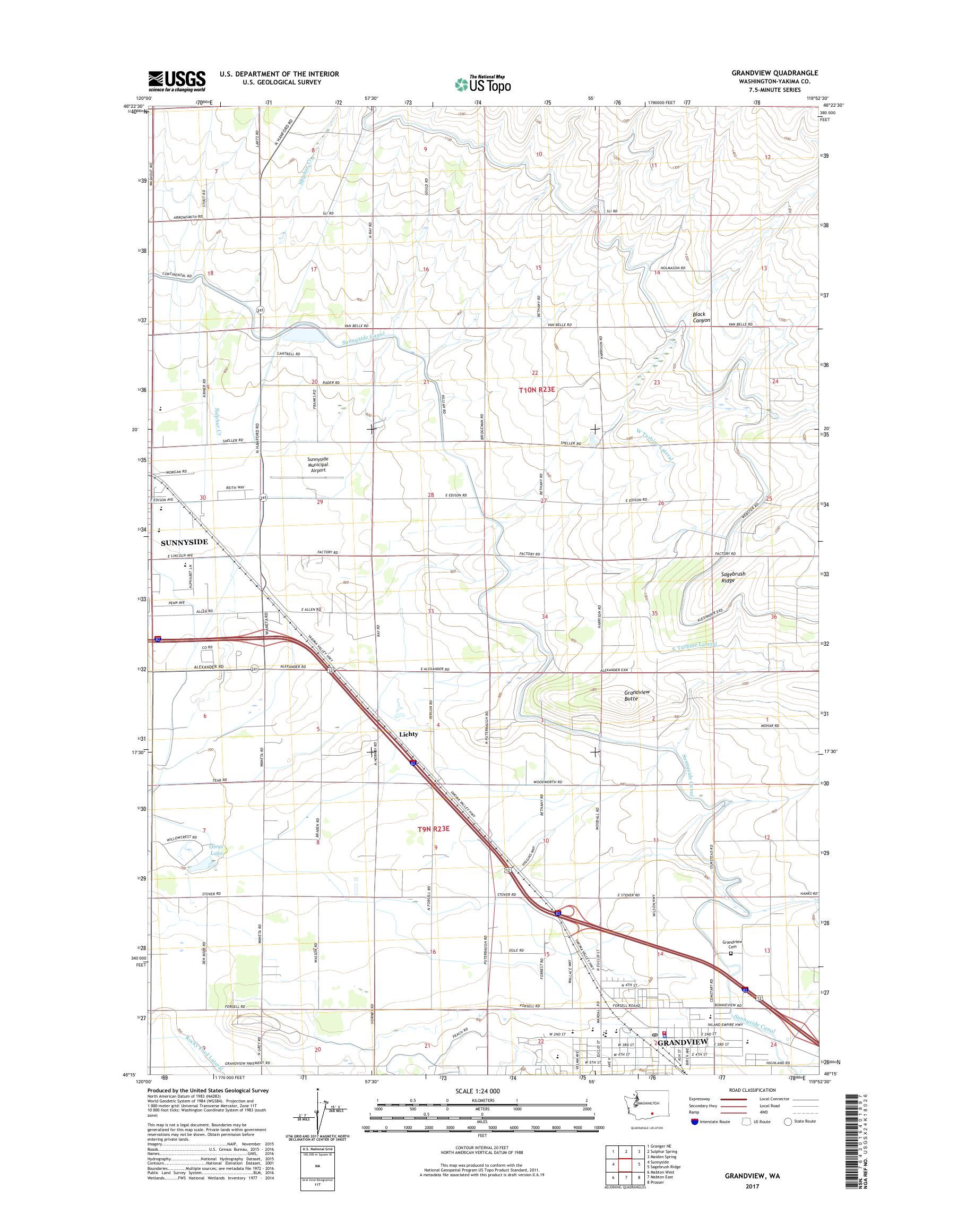 MyTopo Grandview, Washington USGS Quad Topo Map