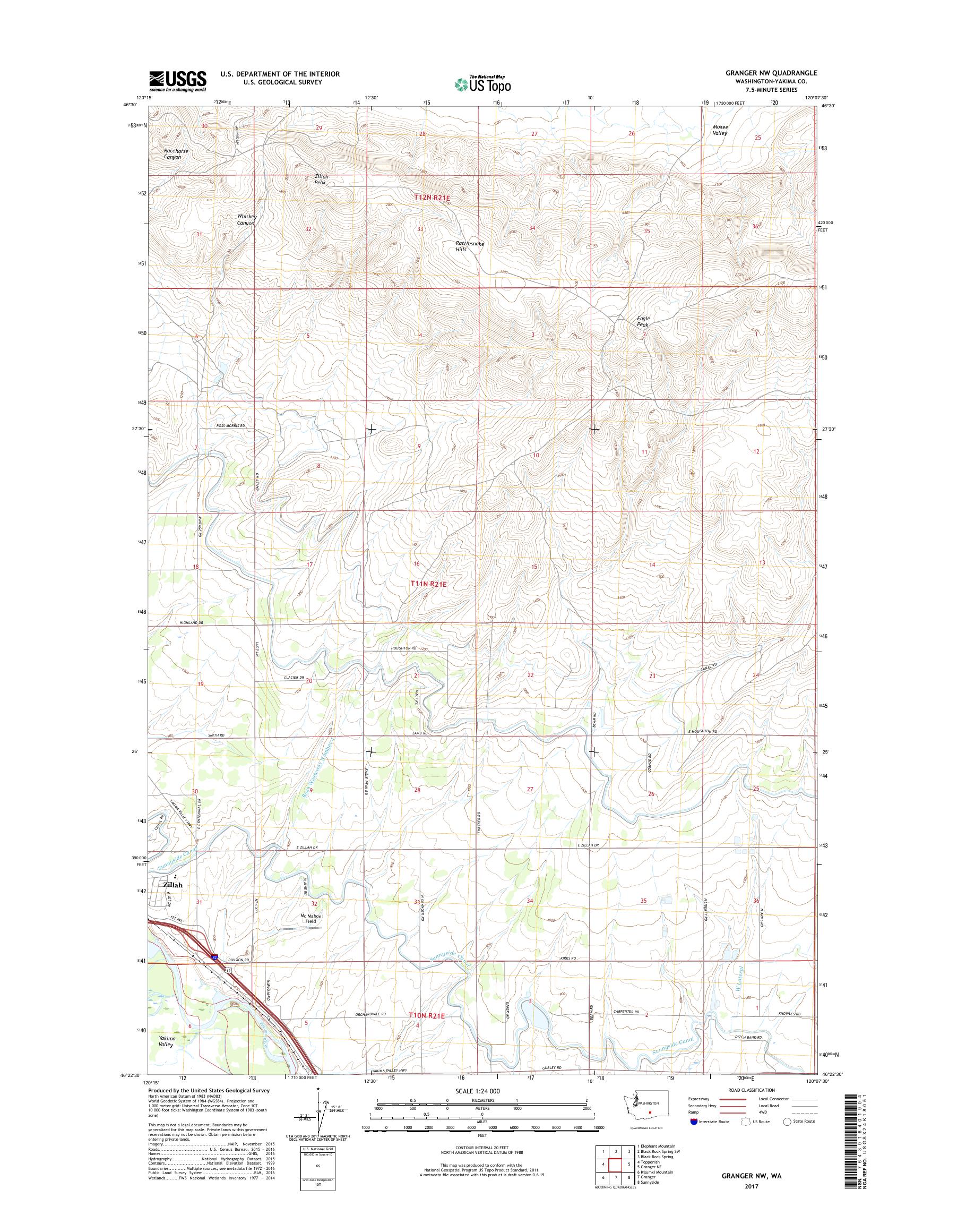MyTopo Granger NW, Washington USGS Quad Topo Map