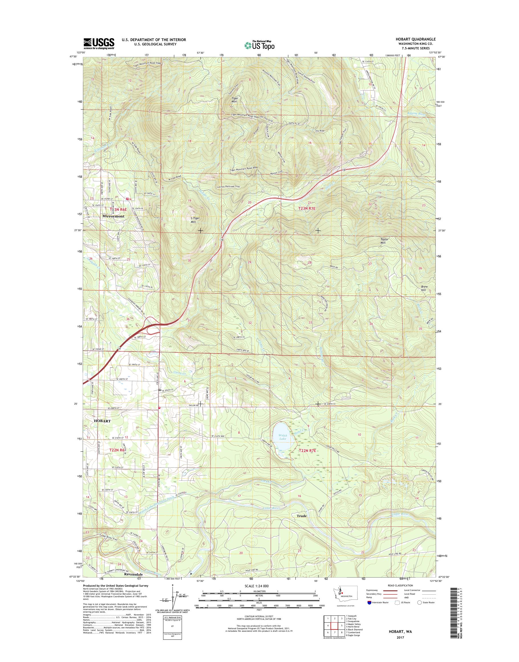MyTopo Hobart, Washington USGS Quad Topo Map