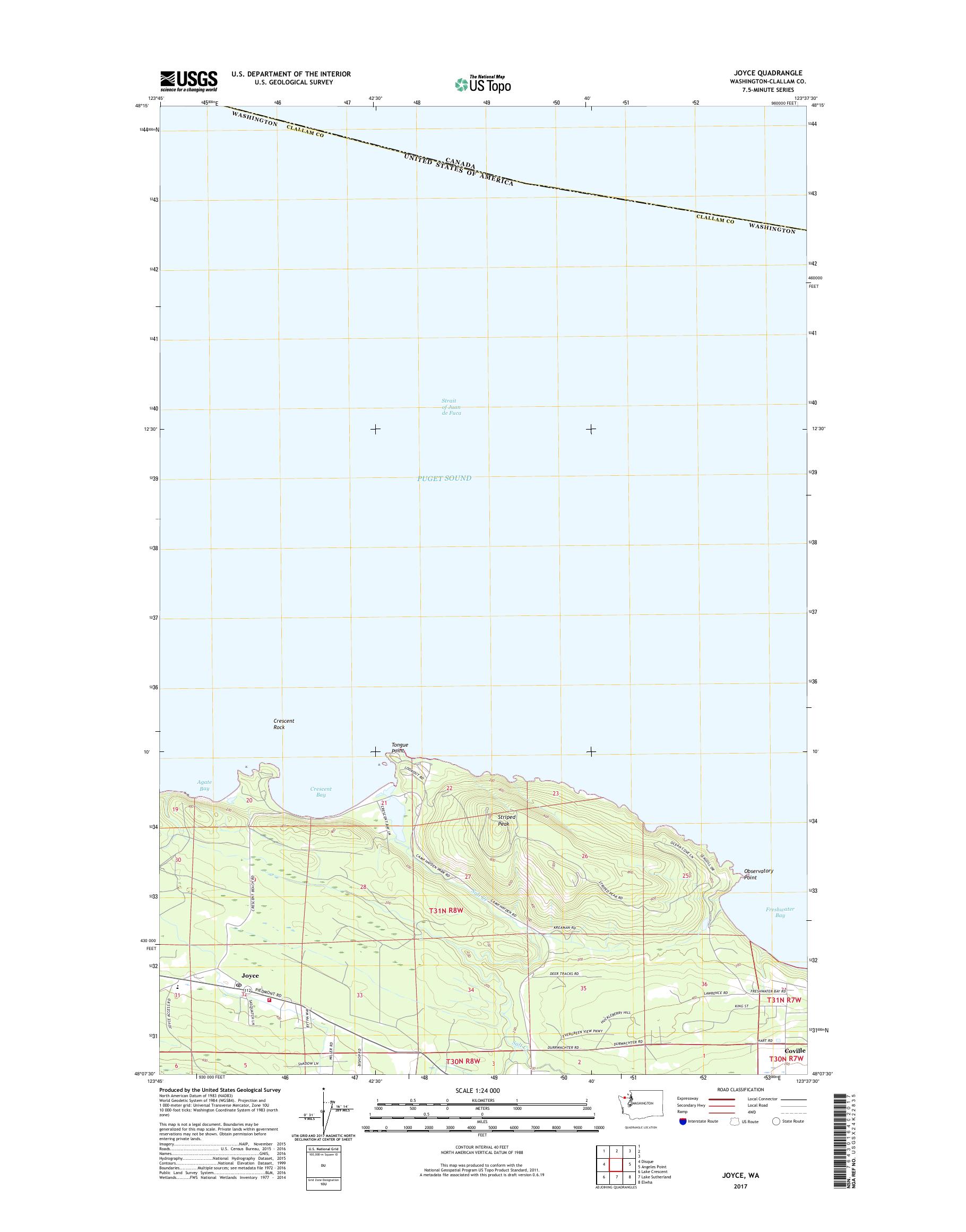 MyTopo Joyce, Washington USGS Quad Topo Map