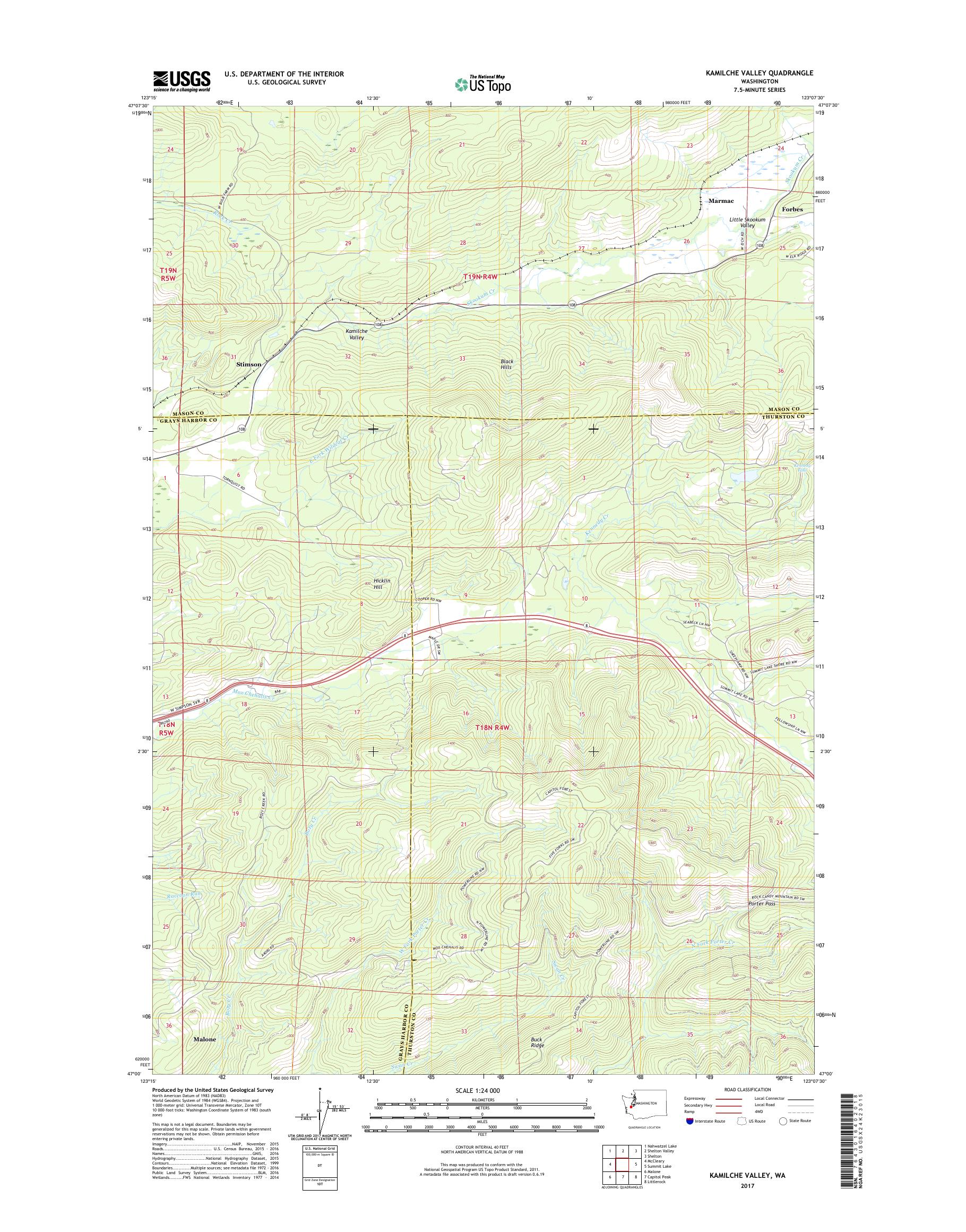 MyTopo Kamilche Valley, Washington USGS Quad Topo Map