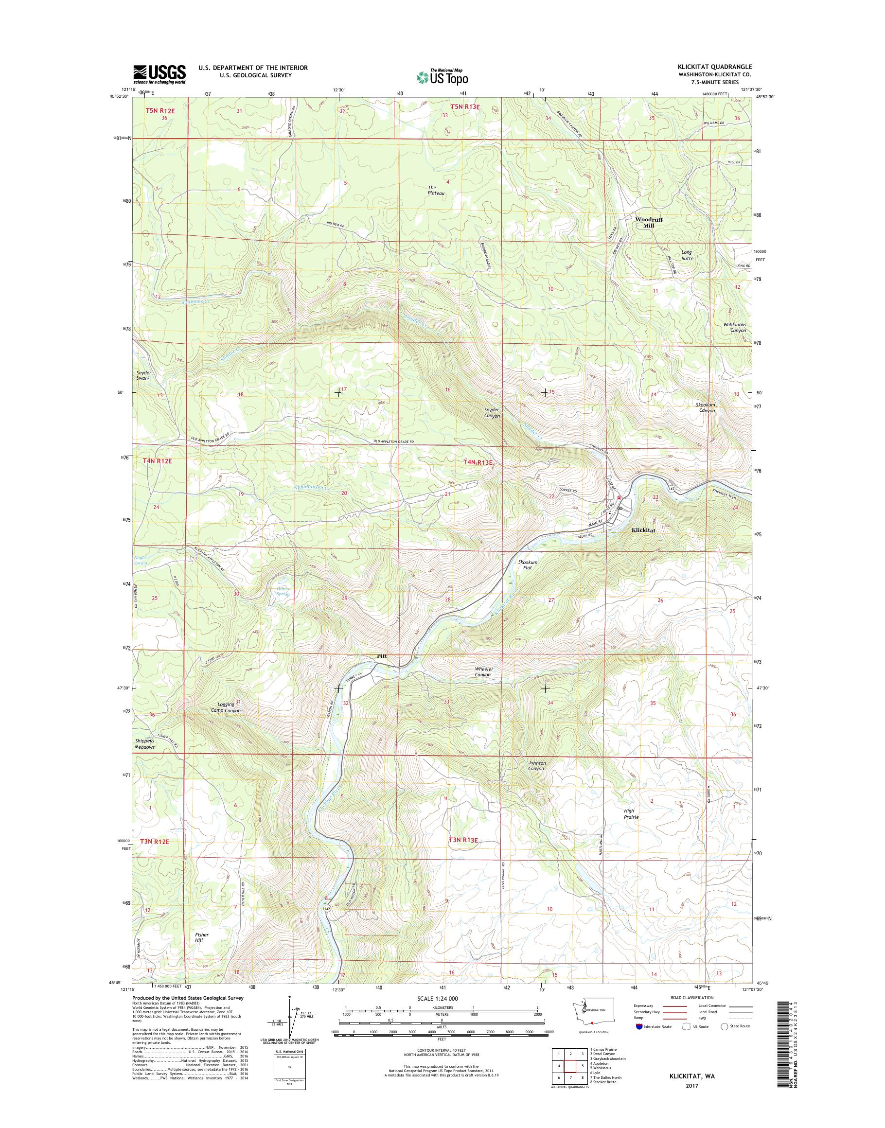MyTopo Klickitat, Washington USGS Quad Topo Map