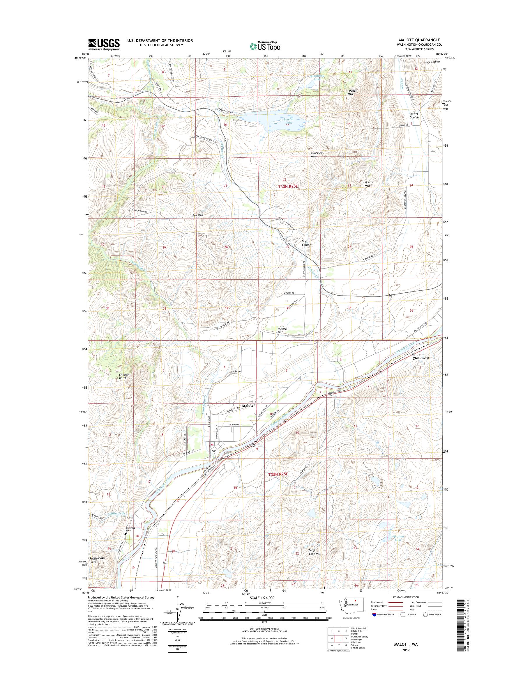 MyTopo Malott, Washington USGS Quad Topo Map