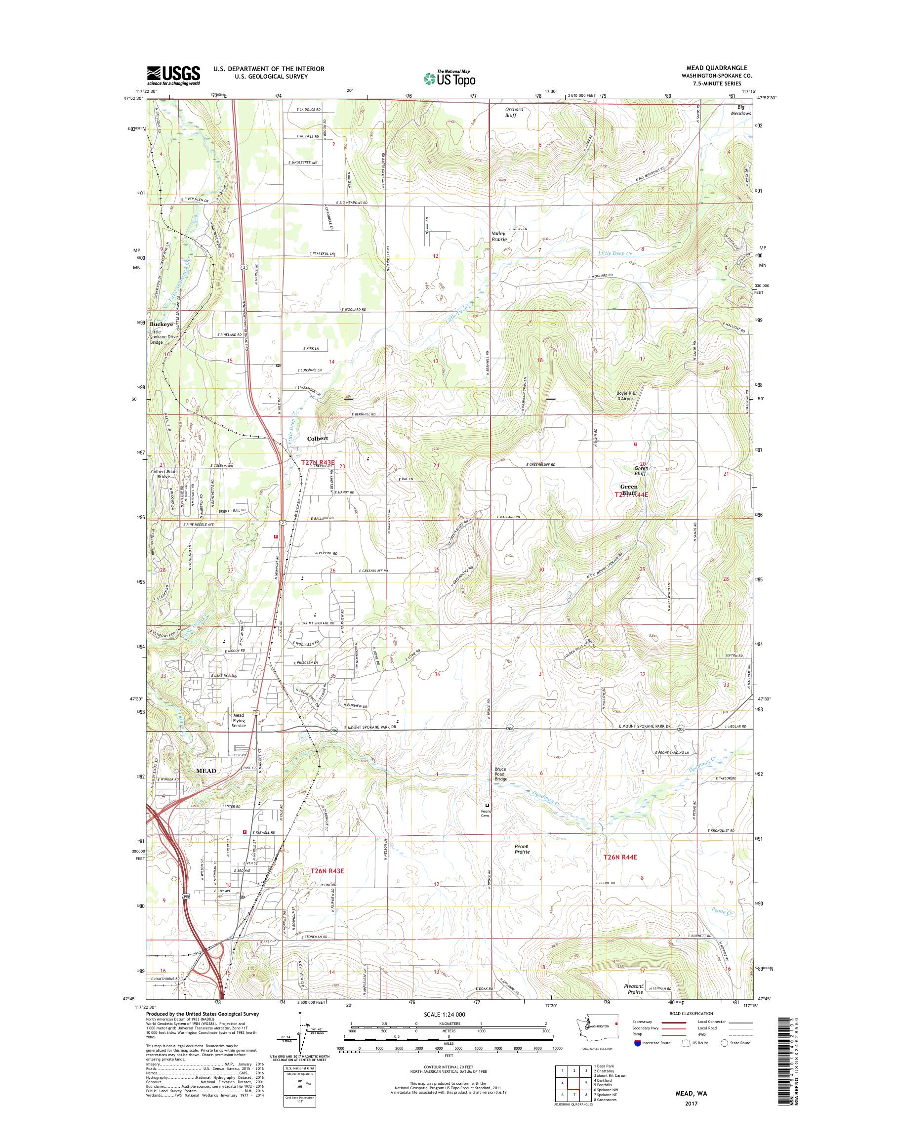 MyTopo Mead, Washington USGS Quad Topo Map
