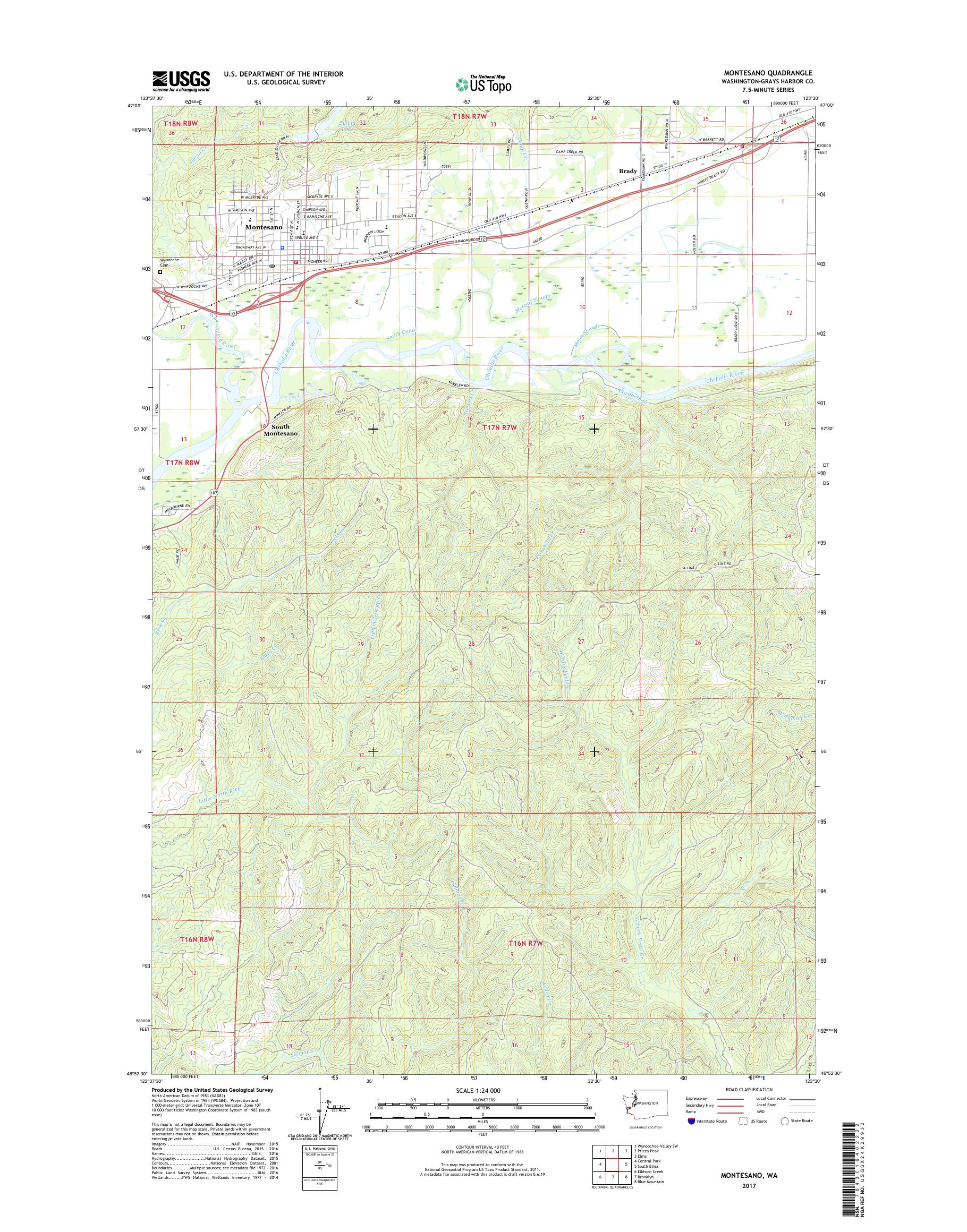 MyTopo Montesano, Washington USGS Quad Topo Map