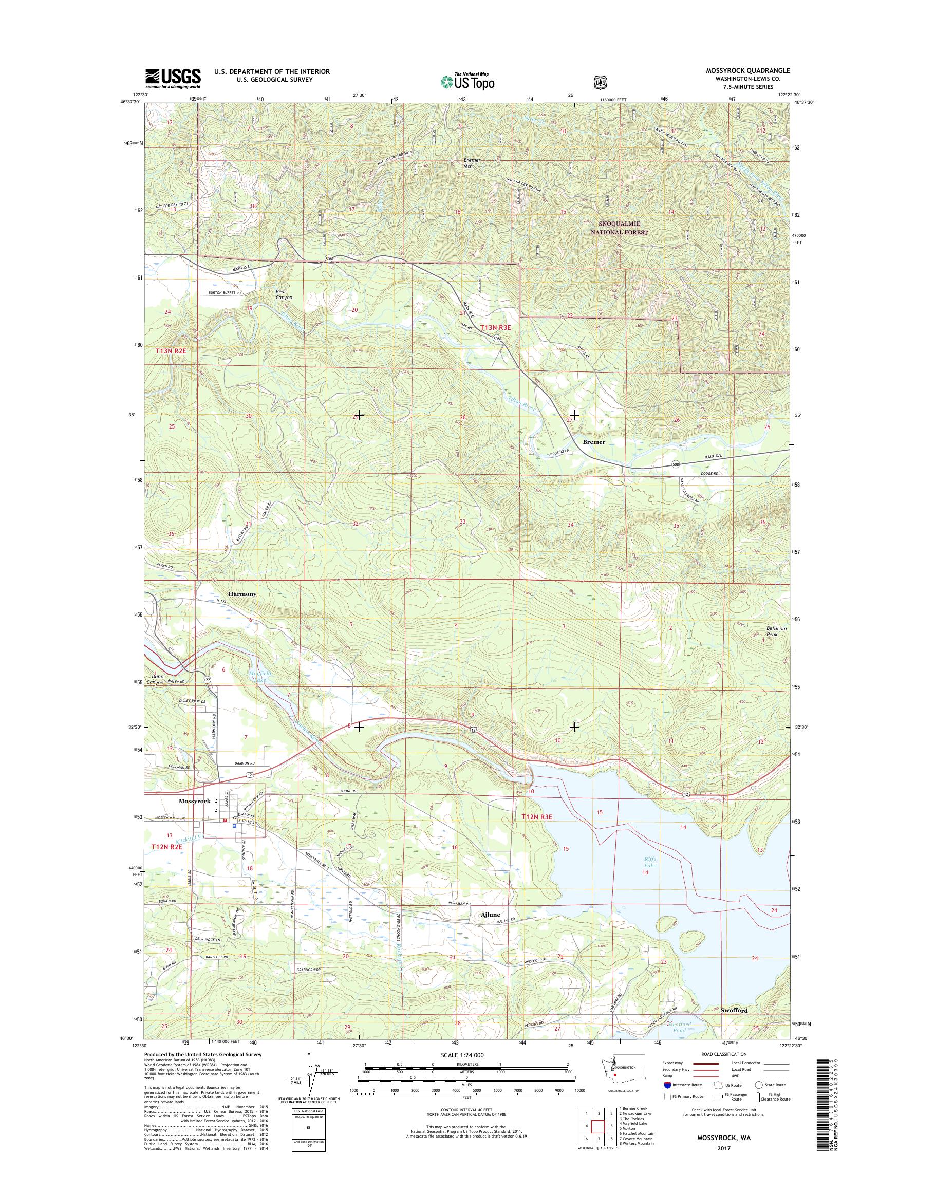 MyTopo Mossyrock, Washington USGS Quad Topo Map