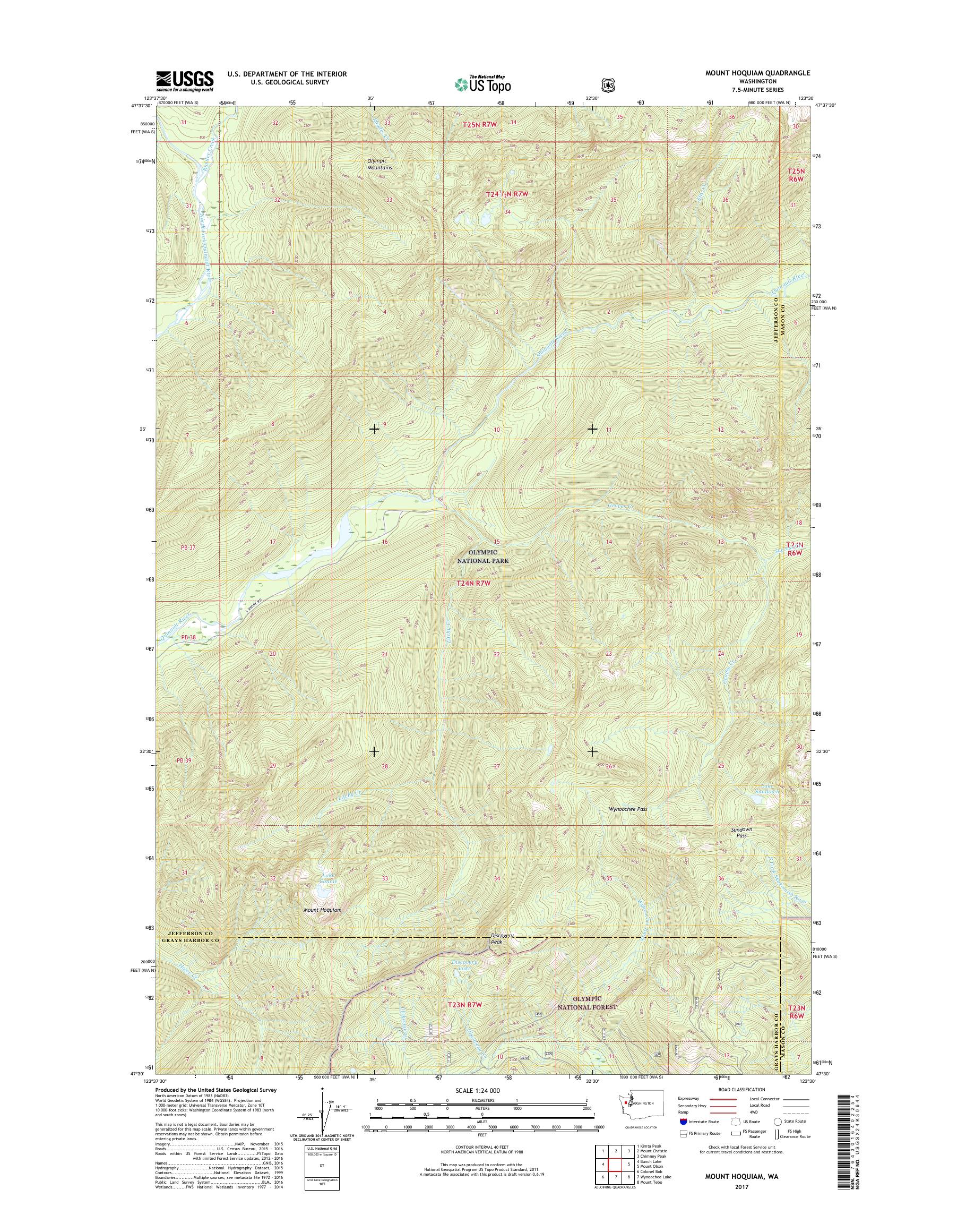 MyTopo Mount Hoquiam, Washington USGS Quad Topo Map