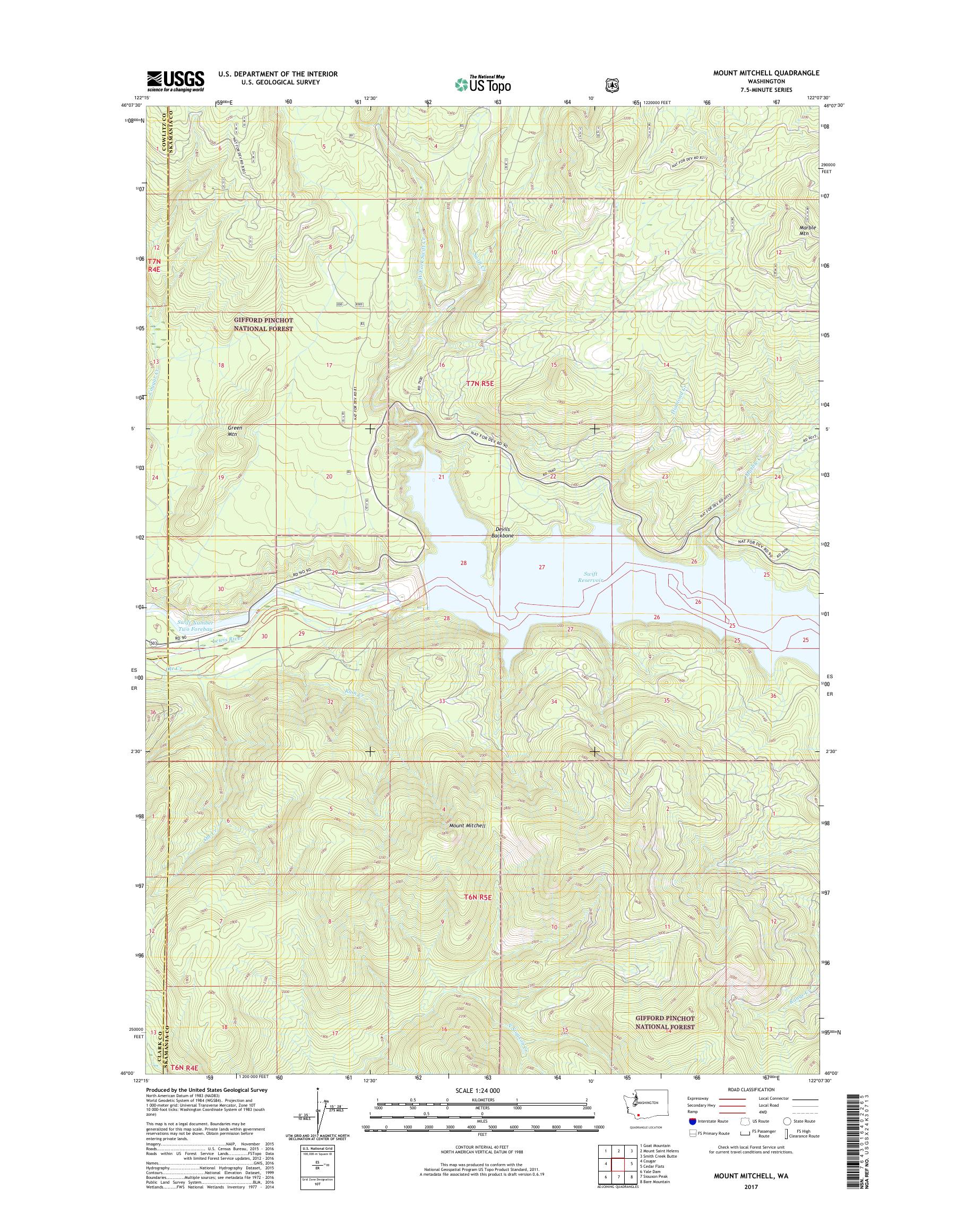 MyTopo Mount Mitchell, Washington USGS Quad Topo Map