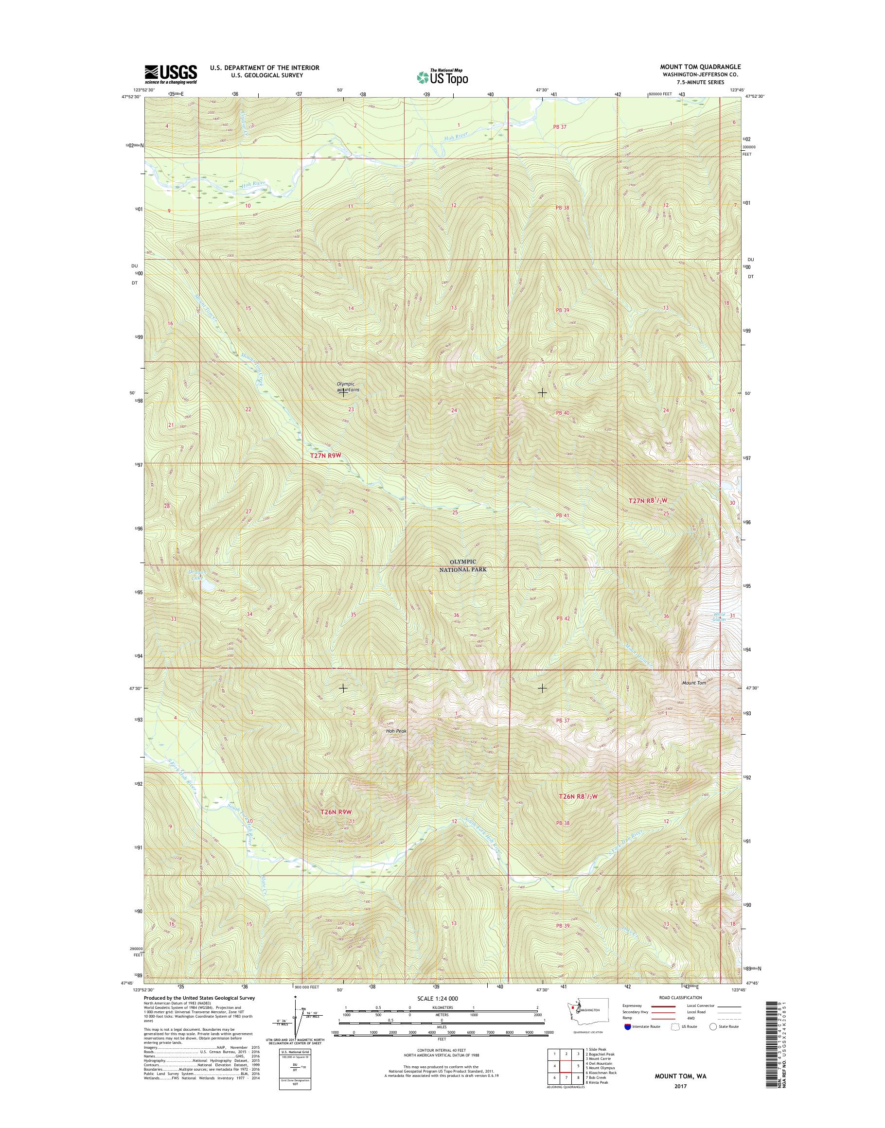 MyTopo Mount Tom, Washington USGS Quad Topo Map