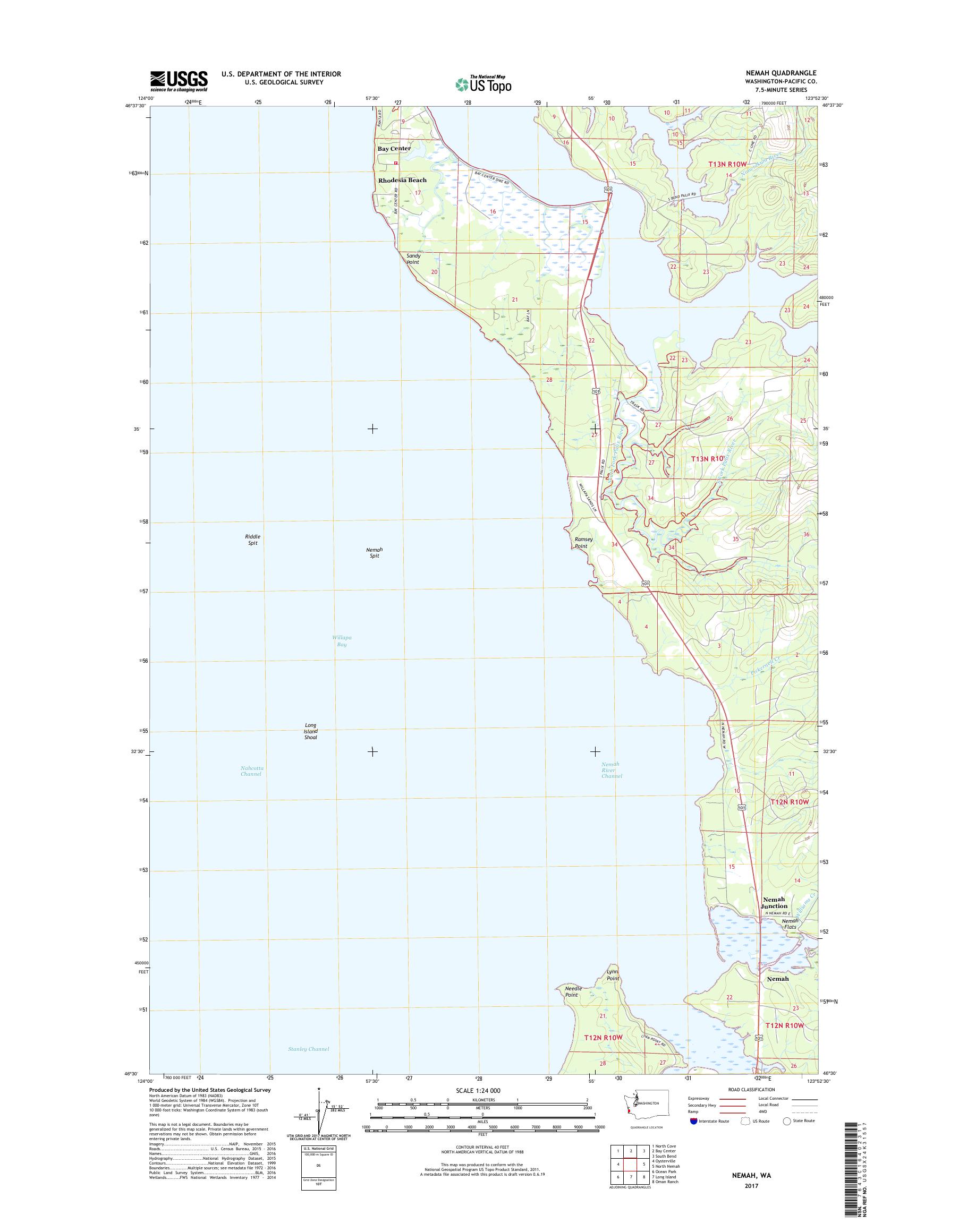 MyTopo Nemah, Washington USGS Quad Topo Map