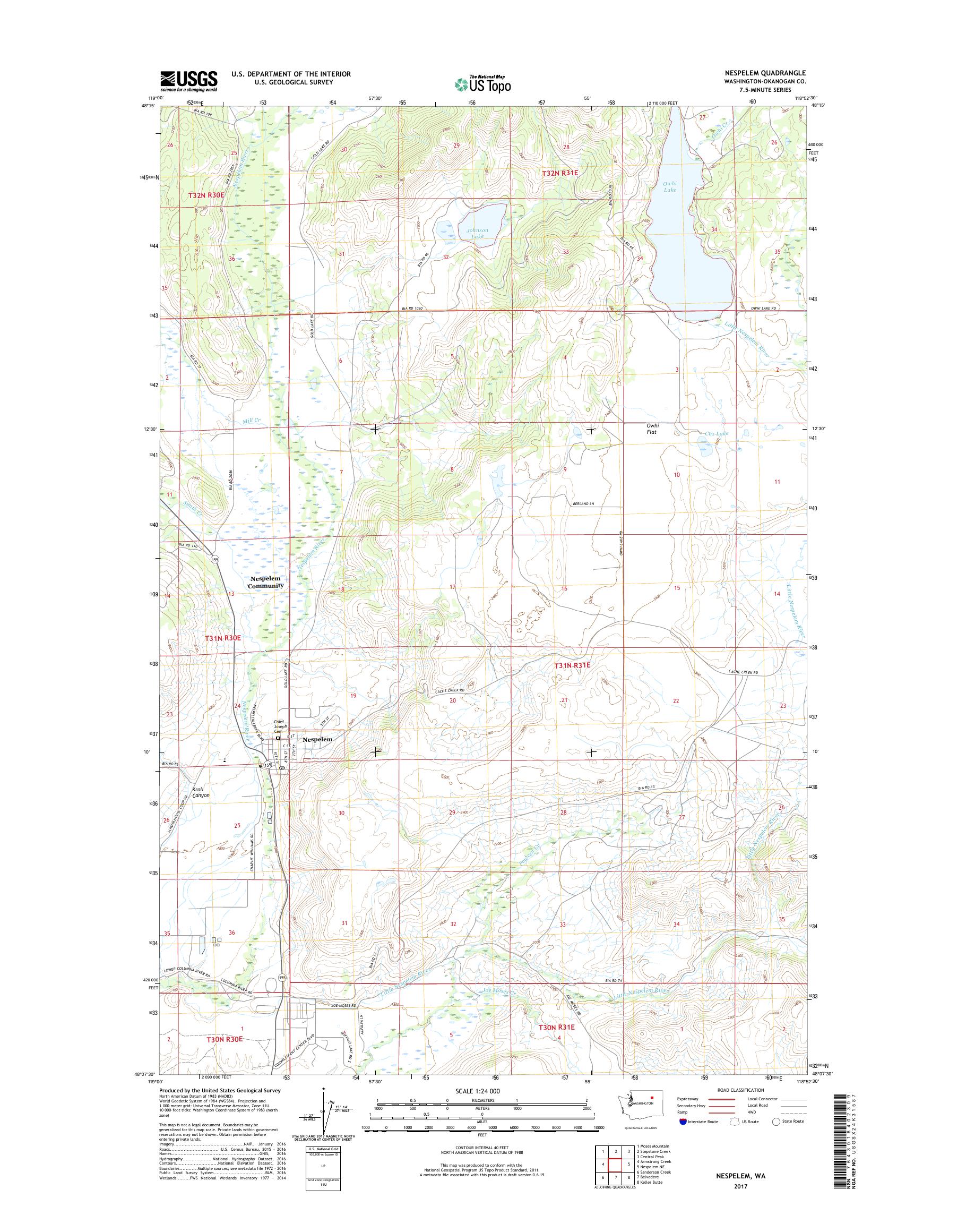 MyTopo Nespelem, Washington USGS Quad Topo Map