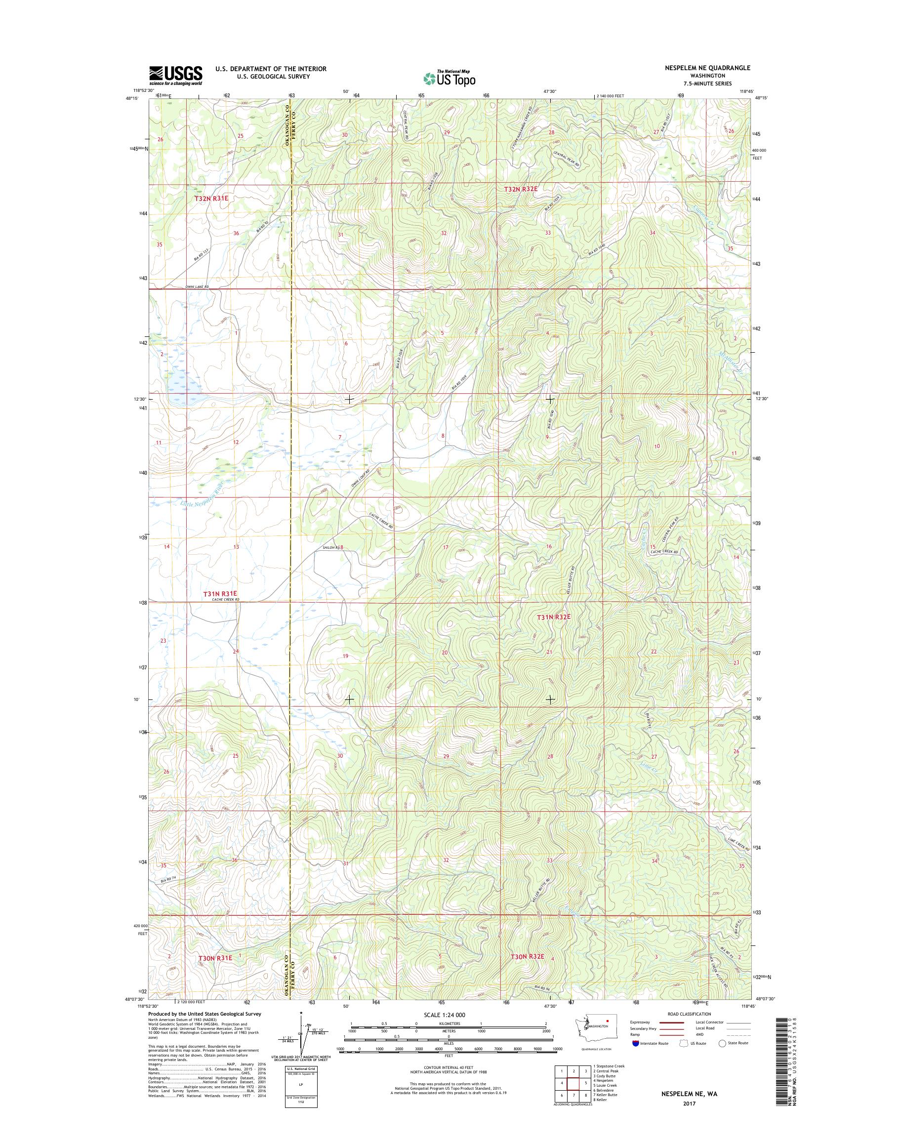MyTopo Nespelem NE, Washington USGS Quad Topo Map