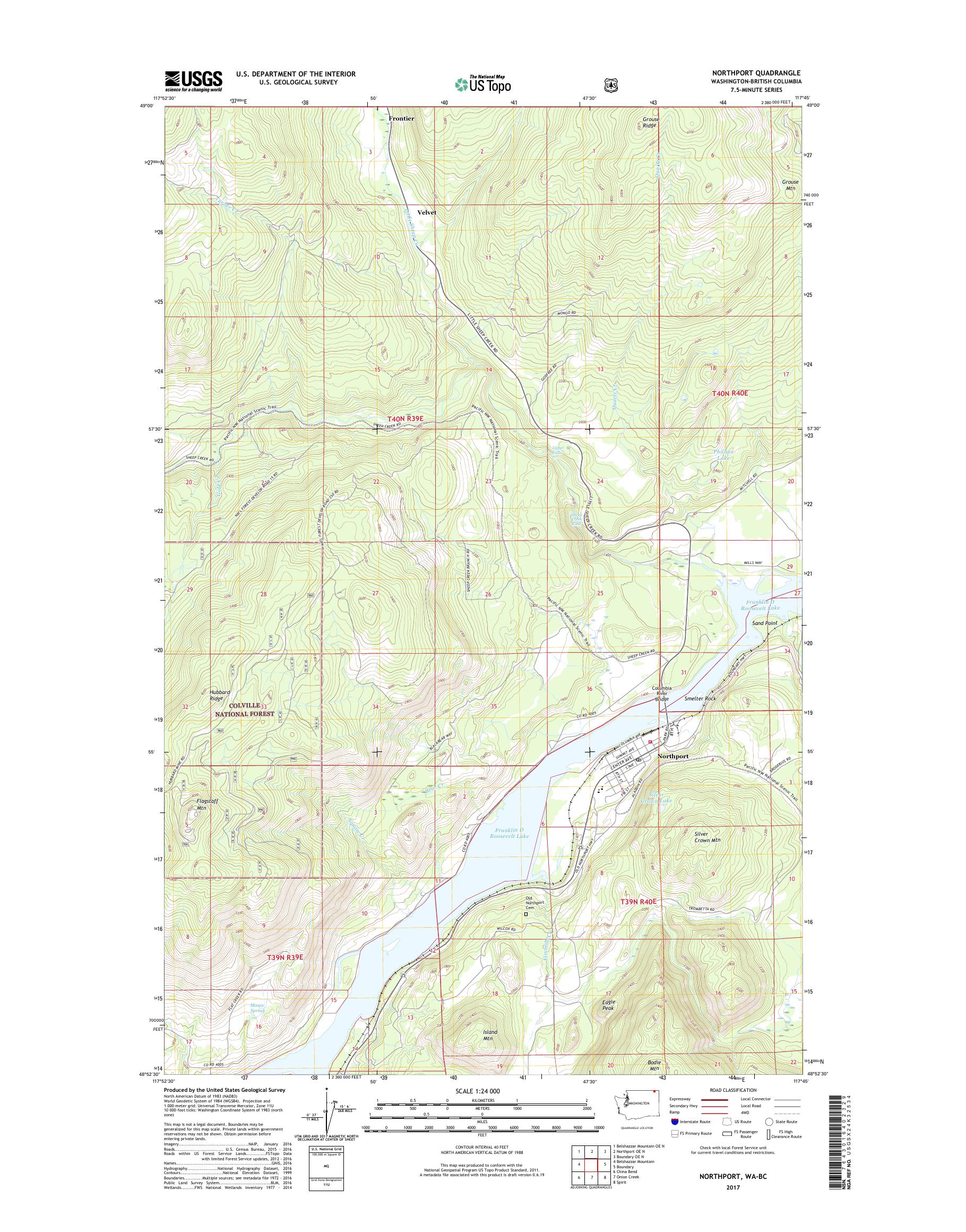 MyTopo Northport, Washington USGS Quad Topo Map