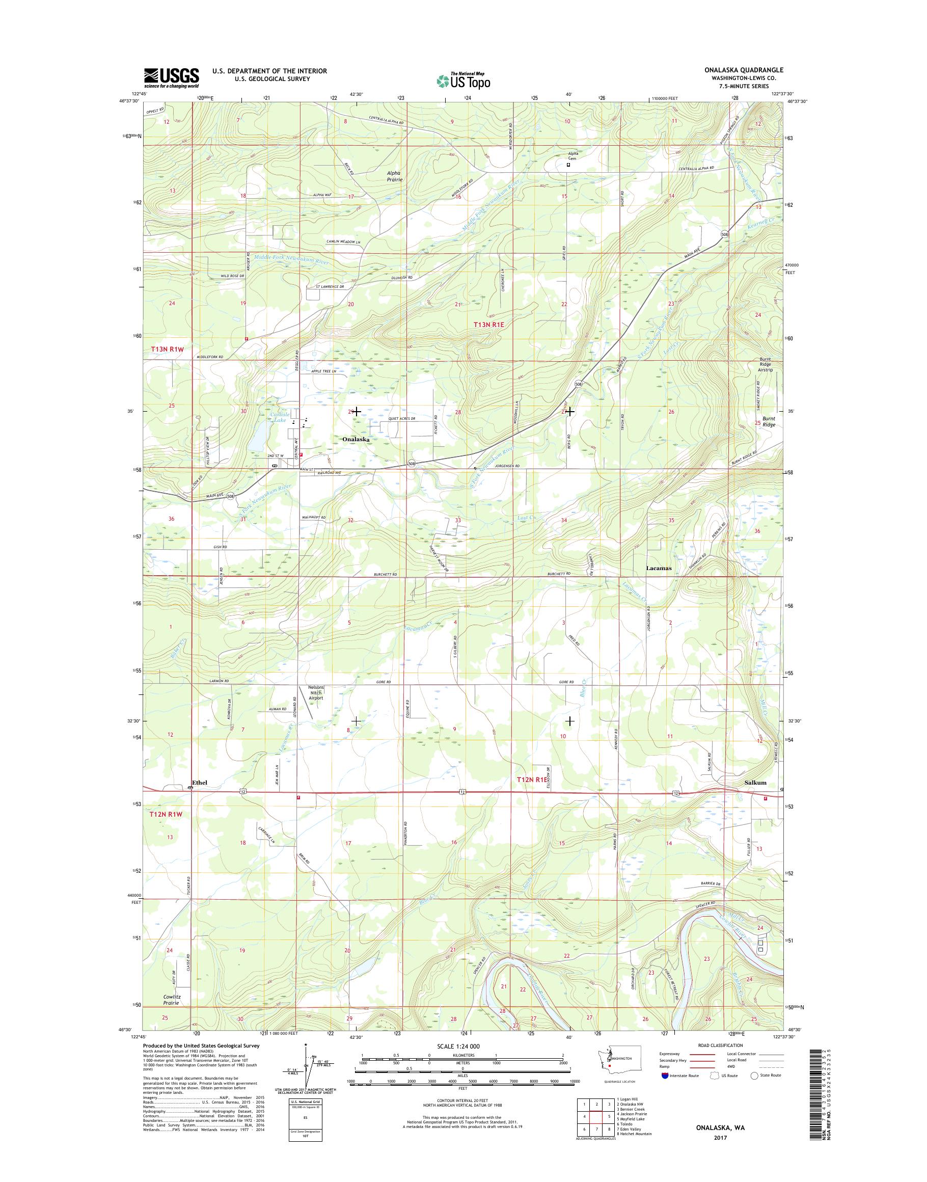 MyTopo Onalaska, Washington USGS Quad Topo Map