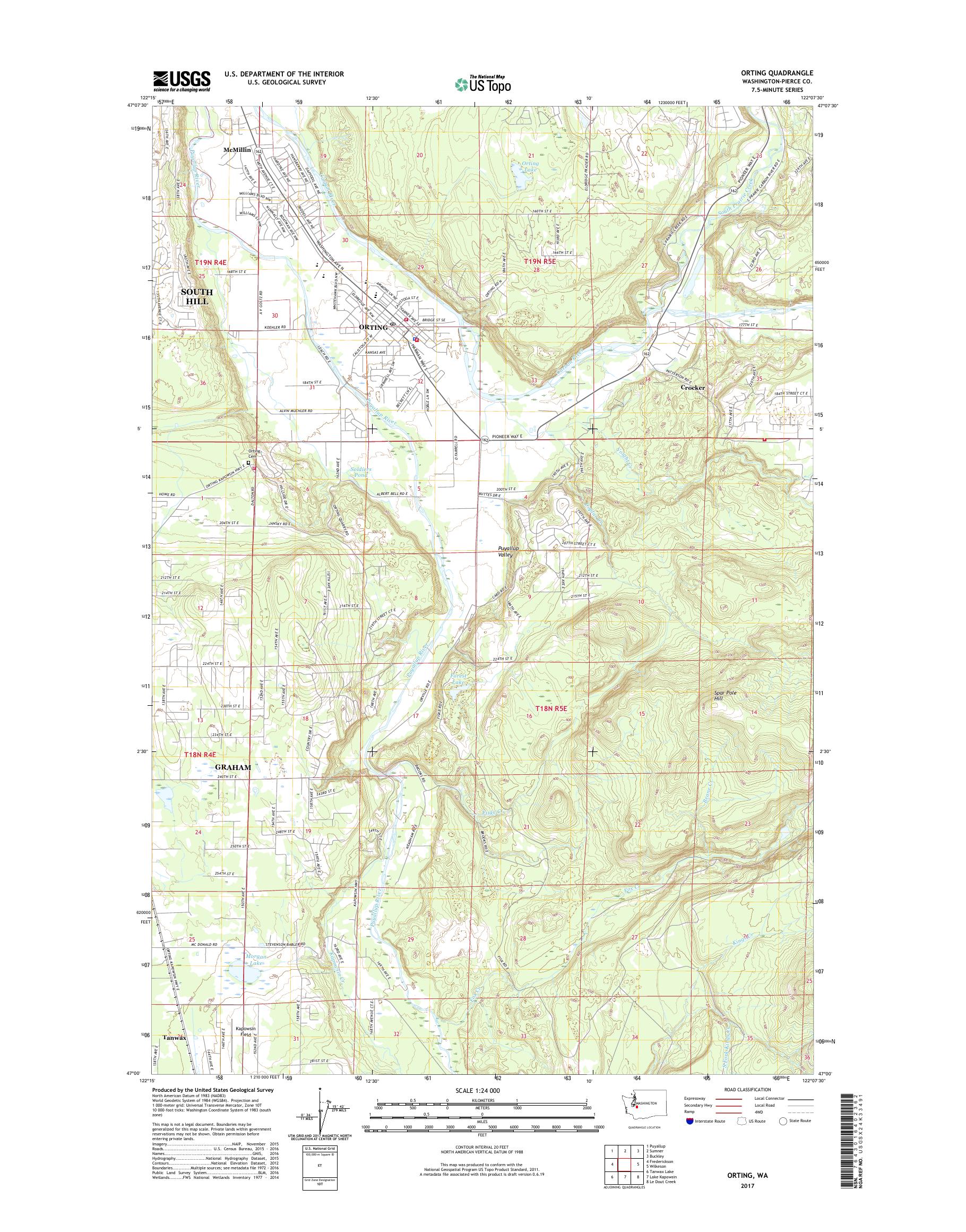 MyTopo Orting, Washington USGS Quad Topo Map