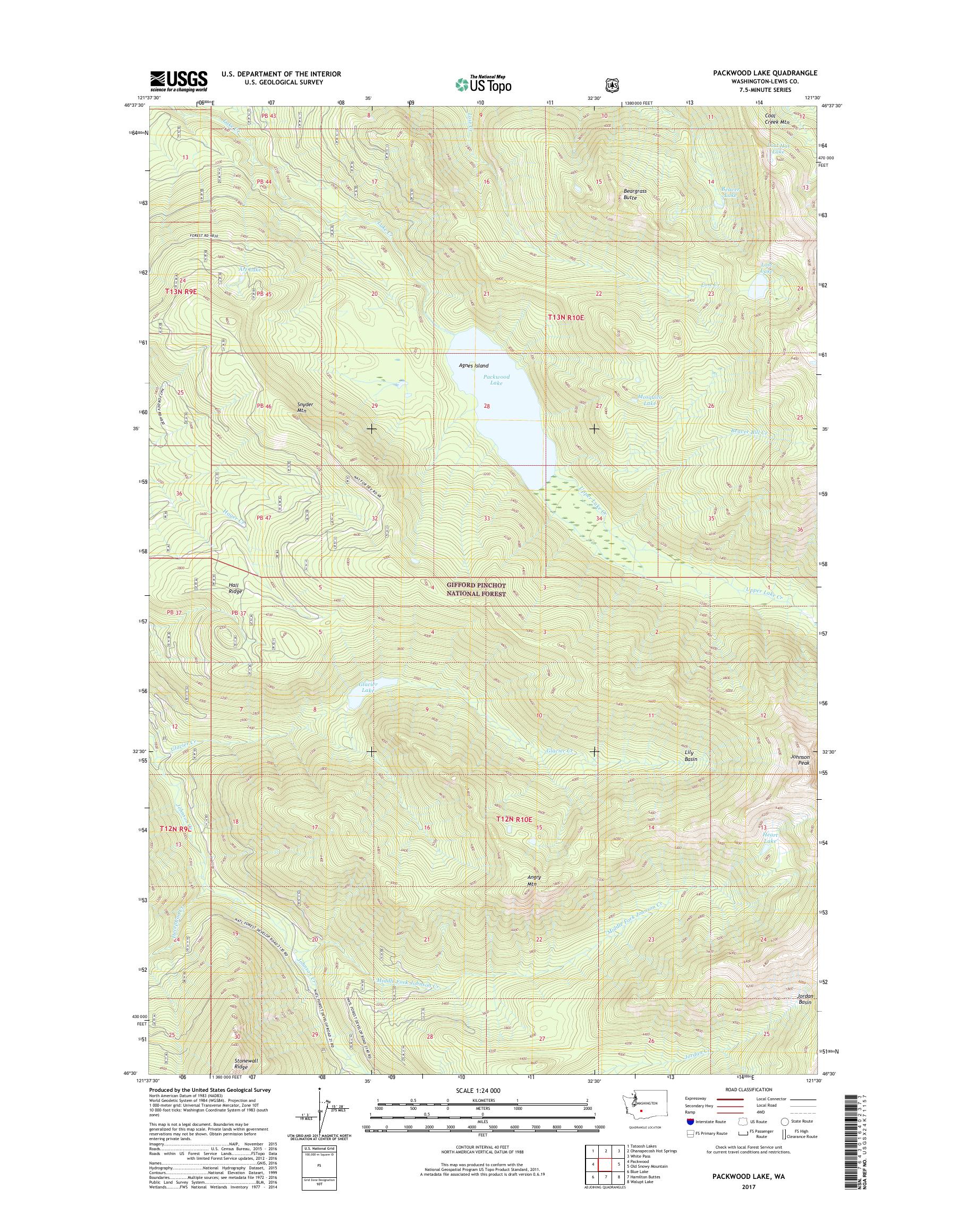 MyTopo Packwood Lake, Washington USGS Quad Topo Map