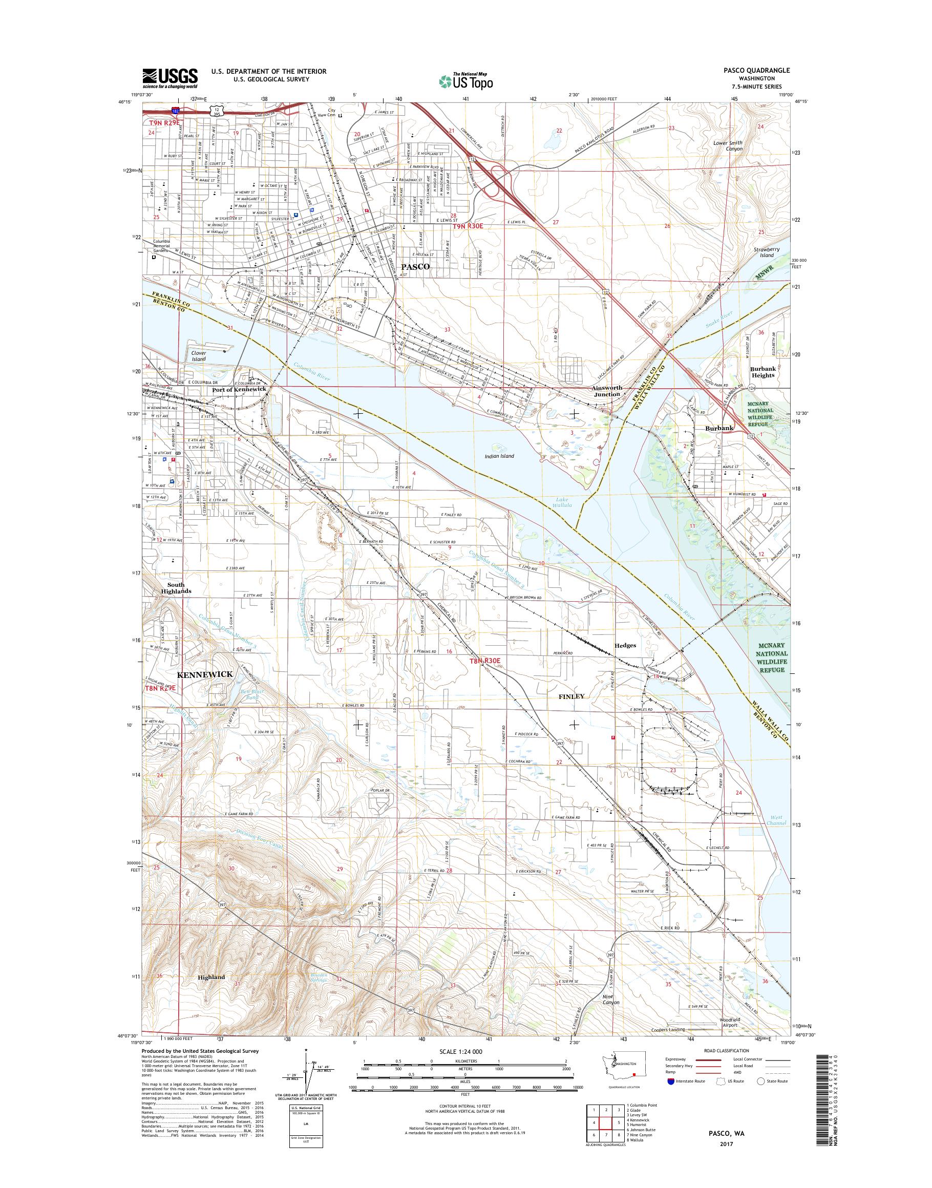 MyTopo Pasco, Washington USGS Quad Topo Map