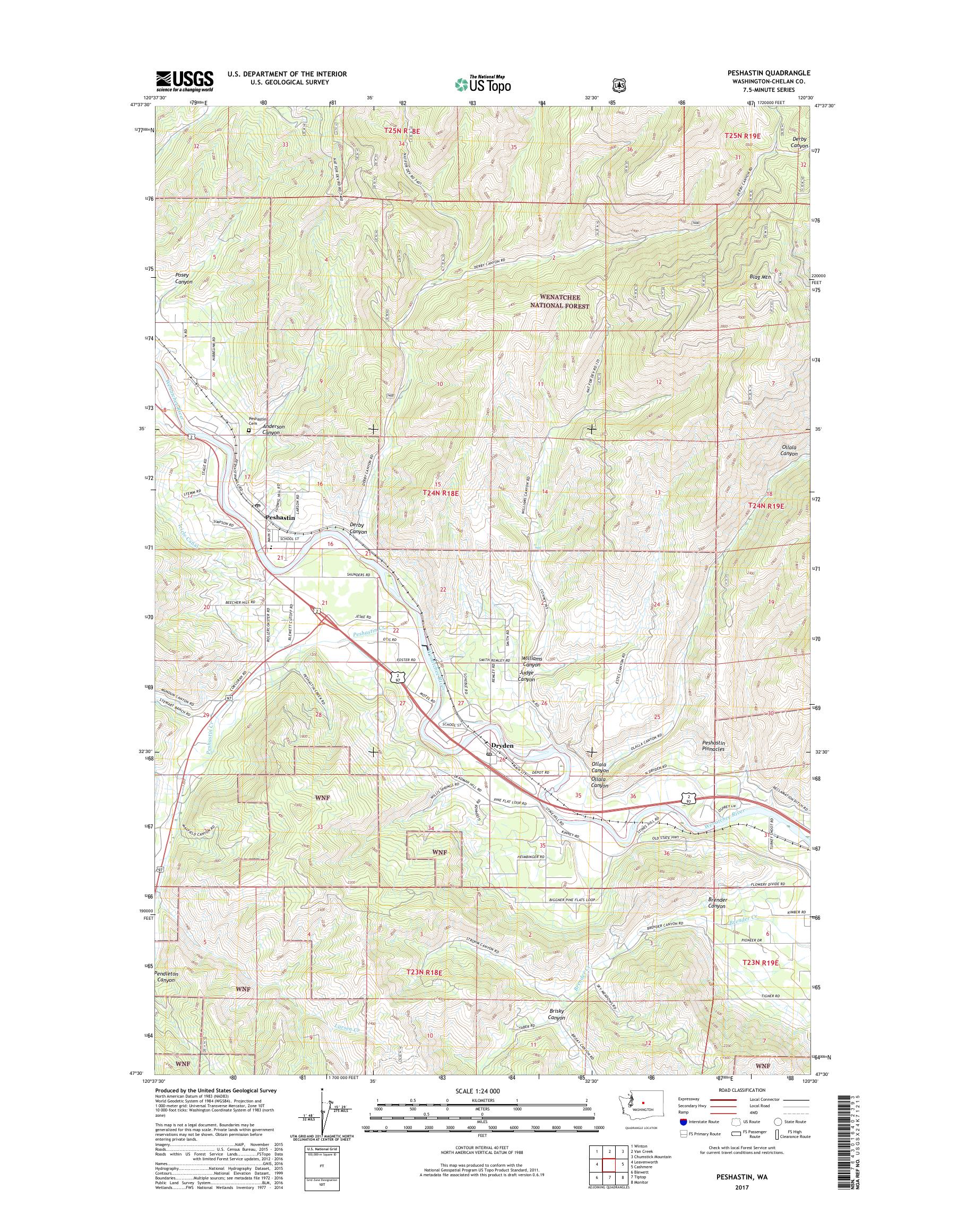 MyTopo Peshastin, Washington USGS Quad Topo Map