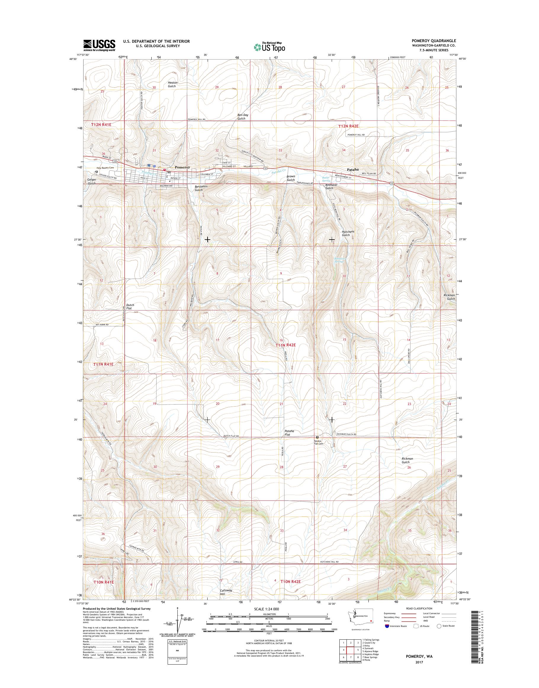 MyTopo Pomeroy, Washington USGS Quad Topo Map
