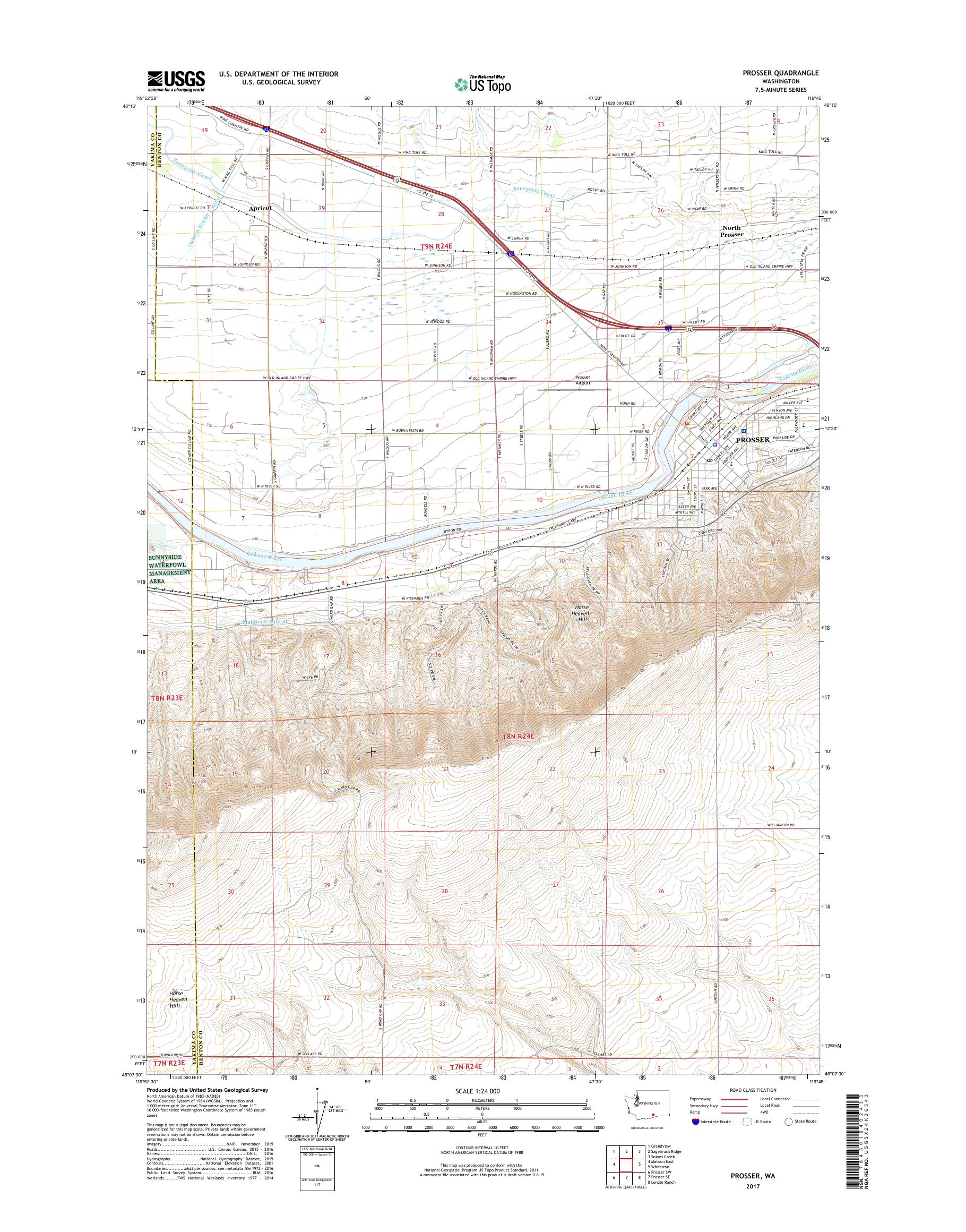 MyTopo Prosser, Washington USGS Quad Topo Map