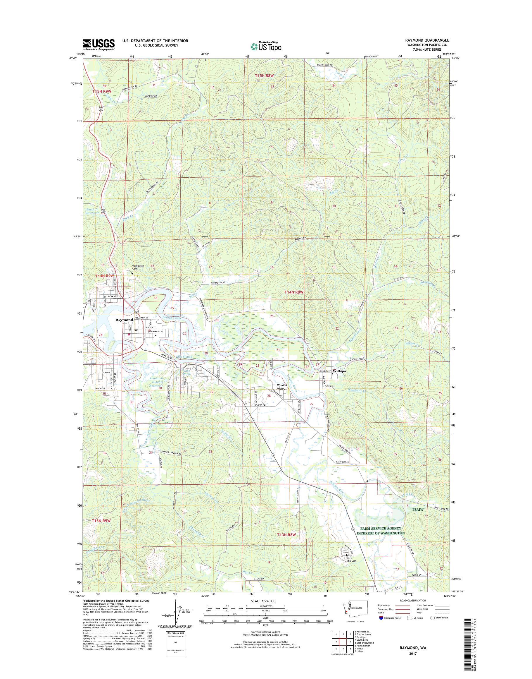 MyTopo Raymond, Washington USGS Quad Topo Map