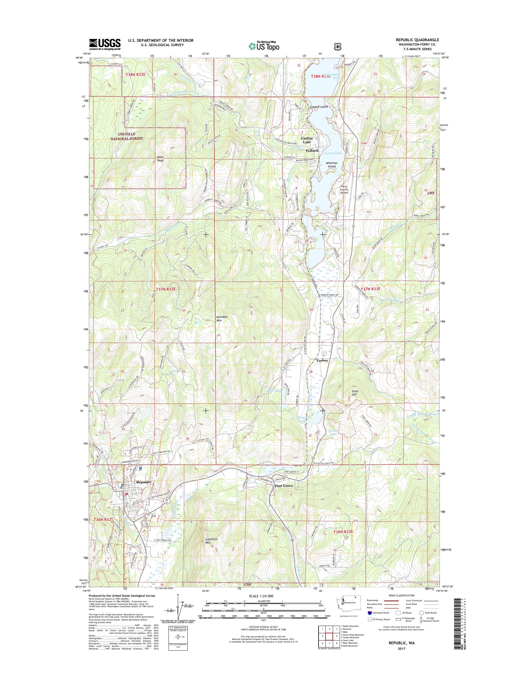 MyTopo Republic, Washington USGS Quad Topo Map