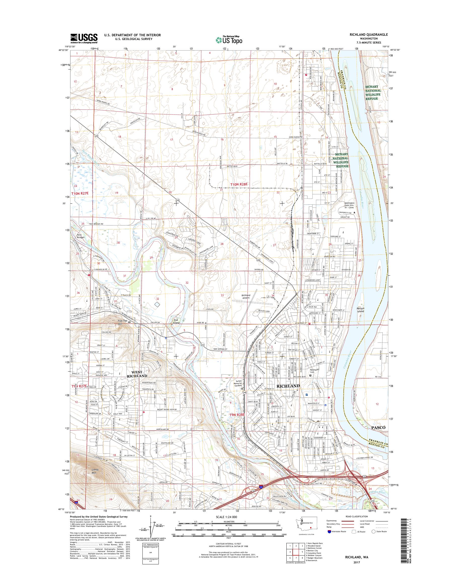 MyTopo Richland, Washington USGS Quad Topo Map