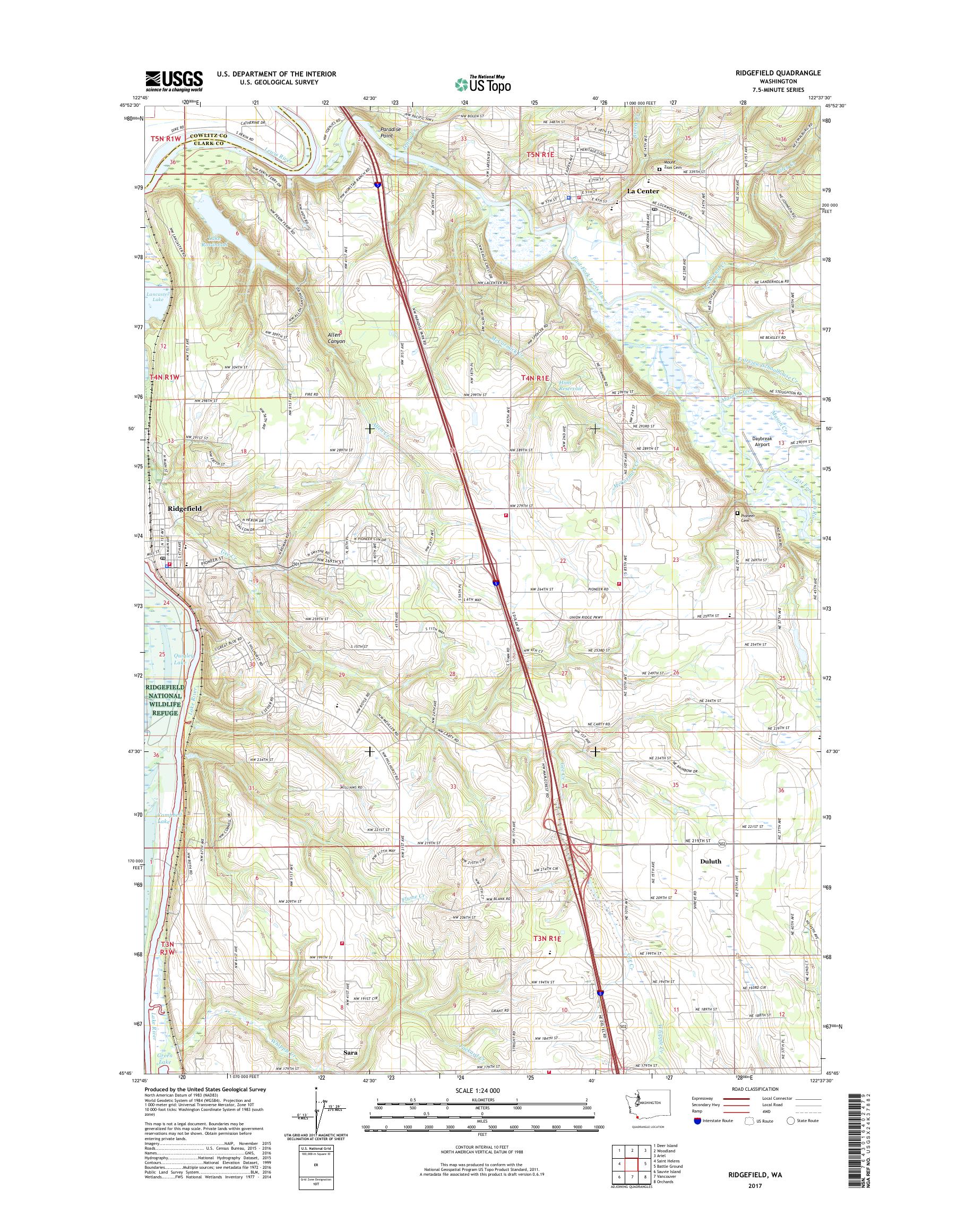 MyTopo Ridgefield, Washington USGS Quad Topo Map