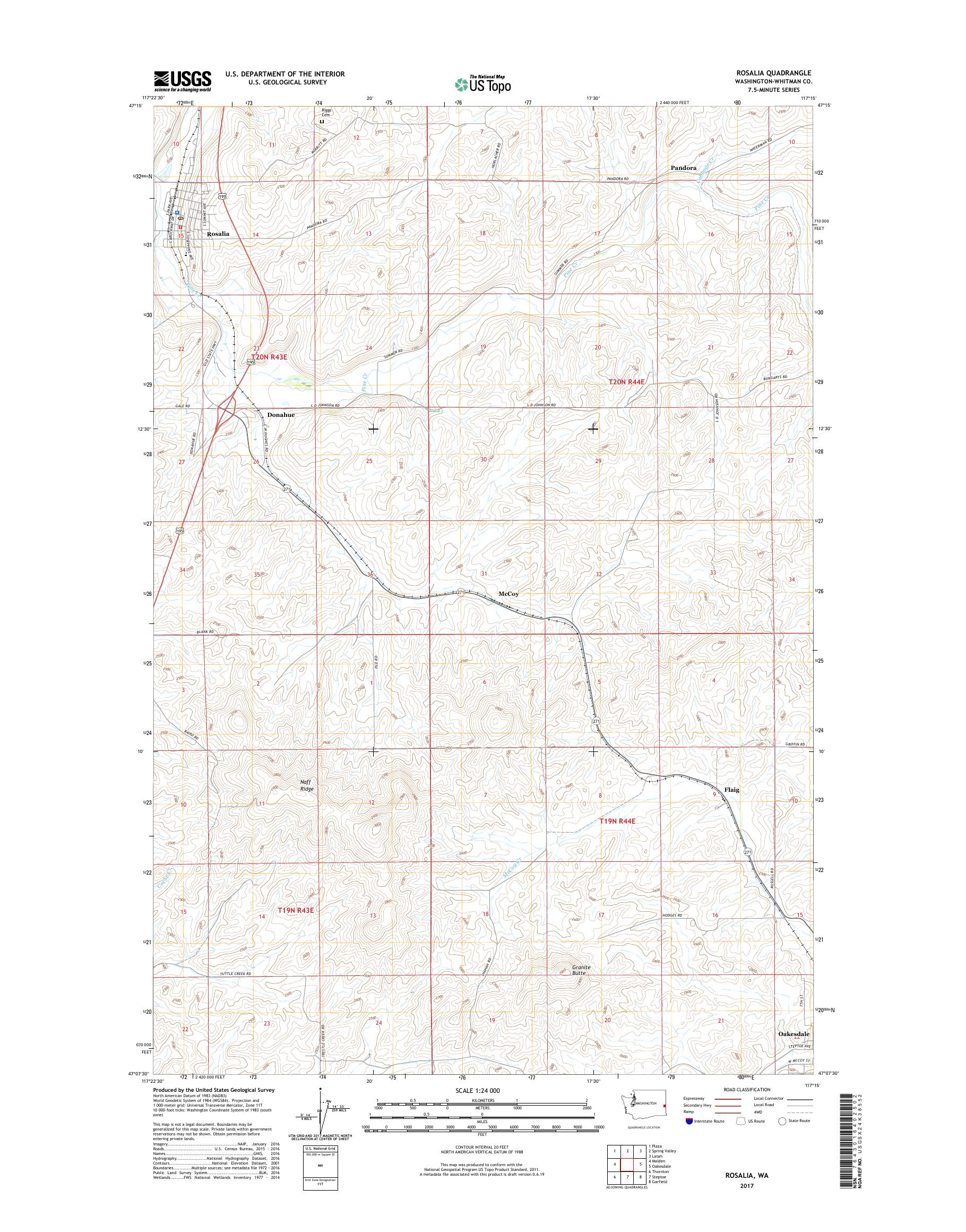 MyTopo Rosalia, Washington USGS Quad Topo Map