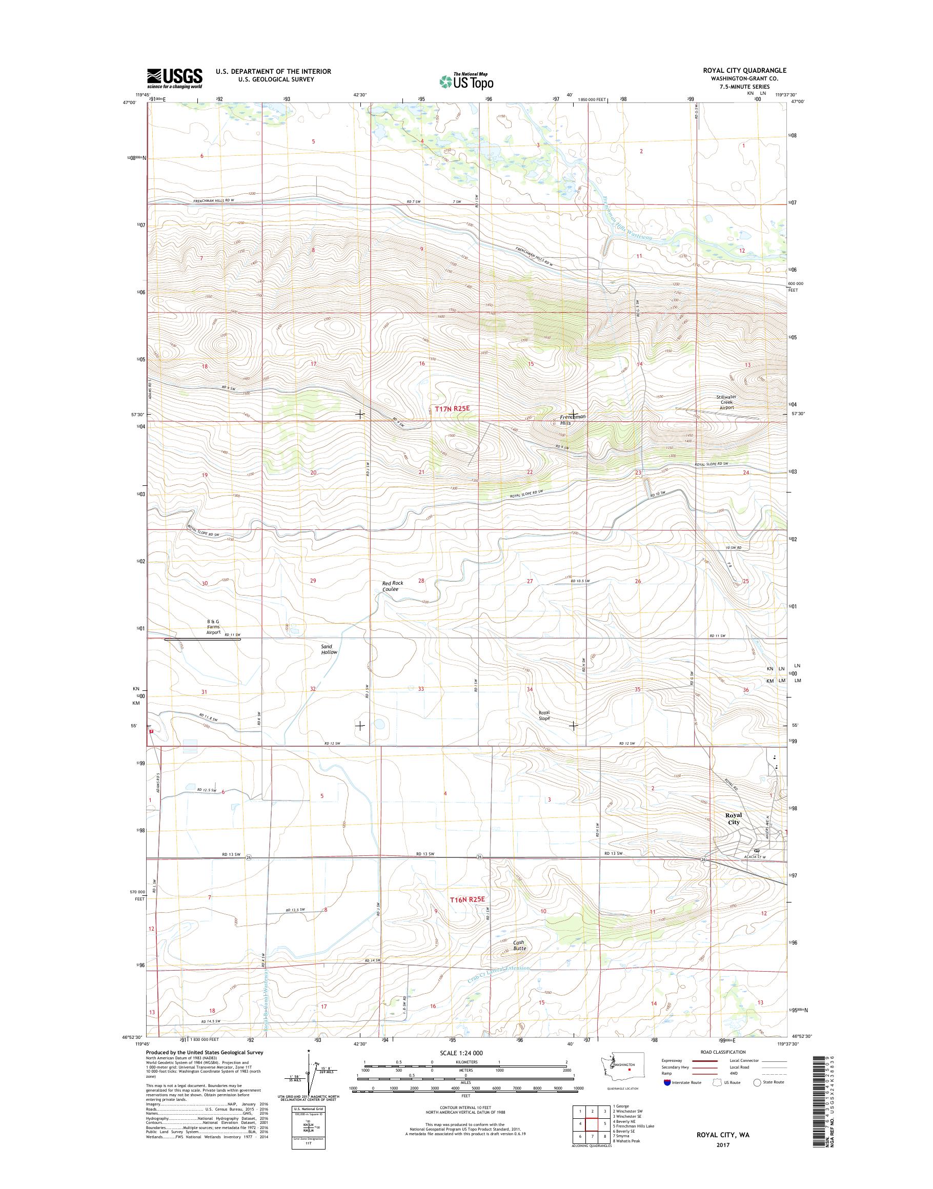 MyTopo Royal City, Washington USGS Quad Topo Map