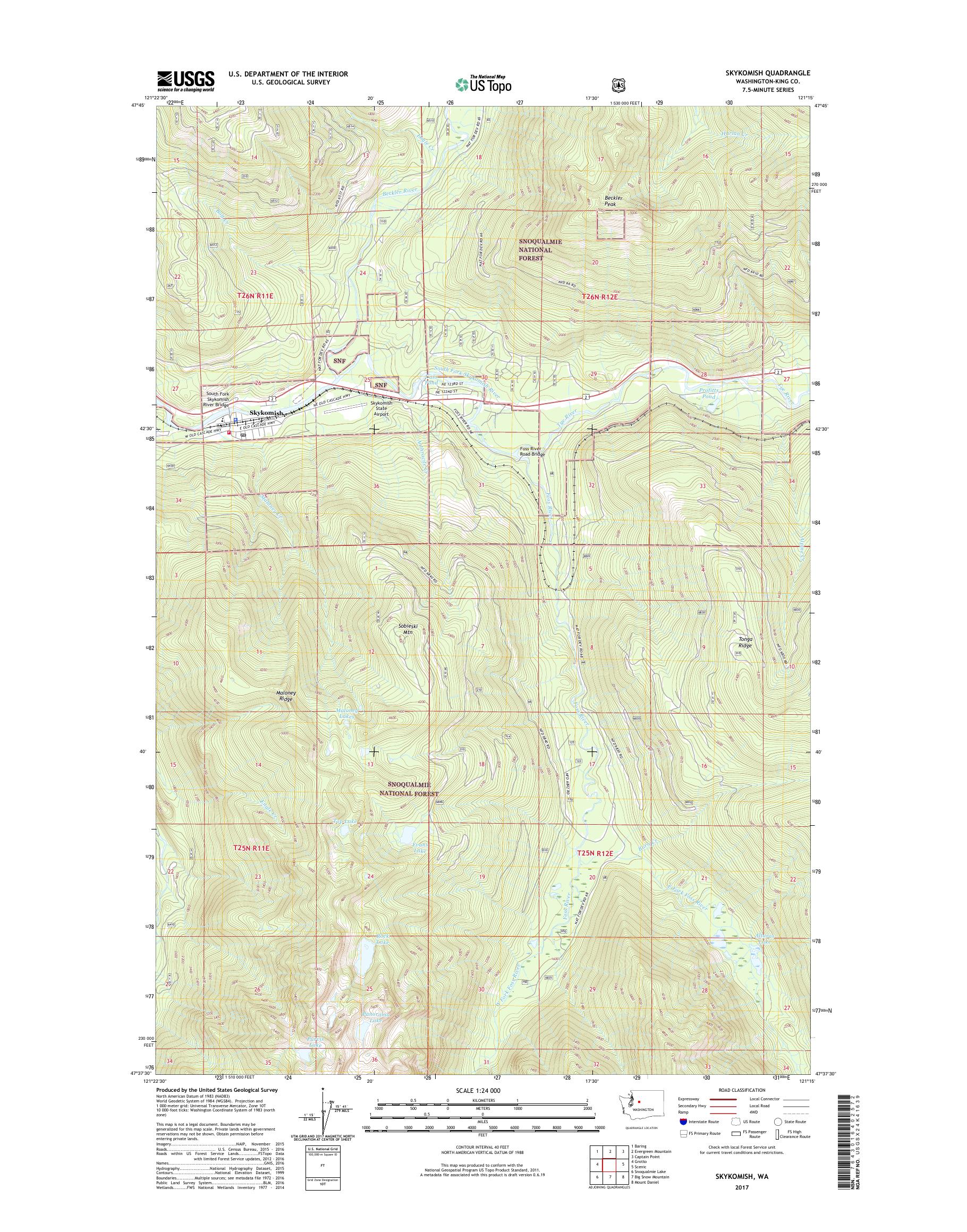 MyTopo Skykomish, Washington USGS Quad Topo Map