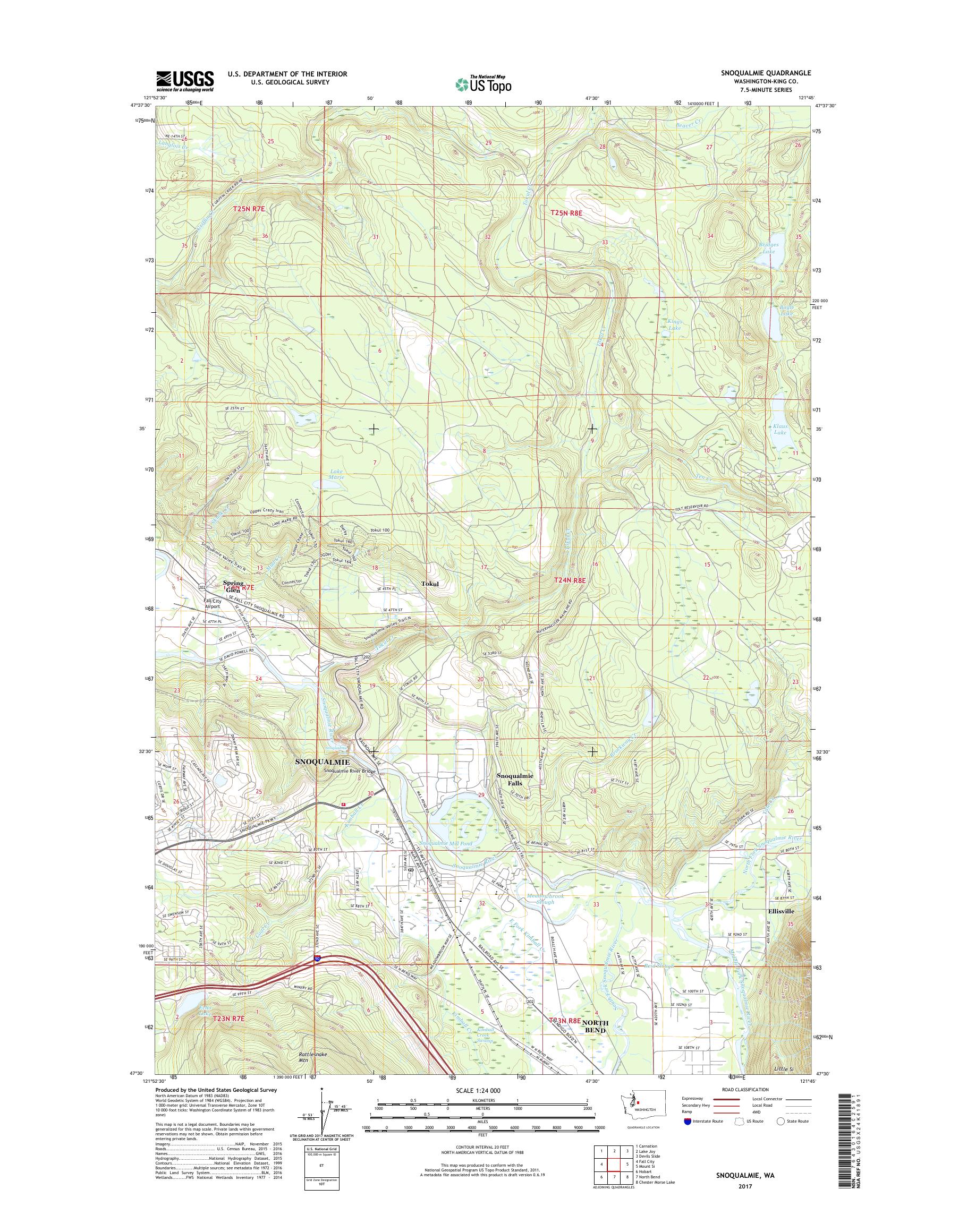 MyTopo Snoqualmie, Washington USGS Quad Topo Map