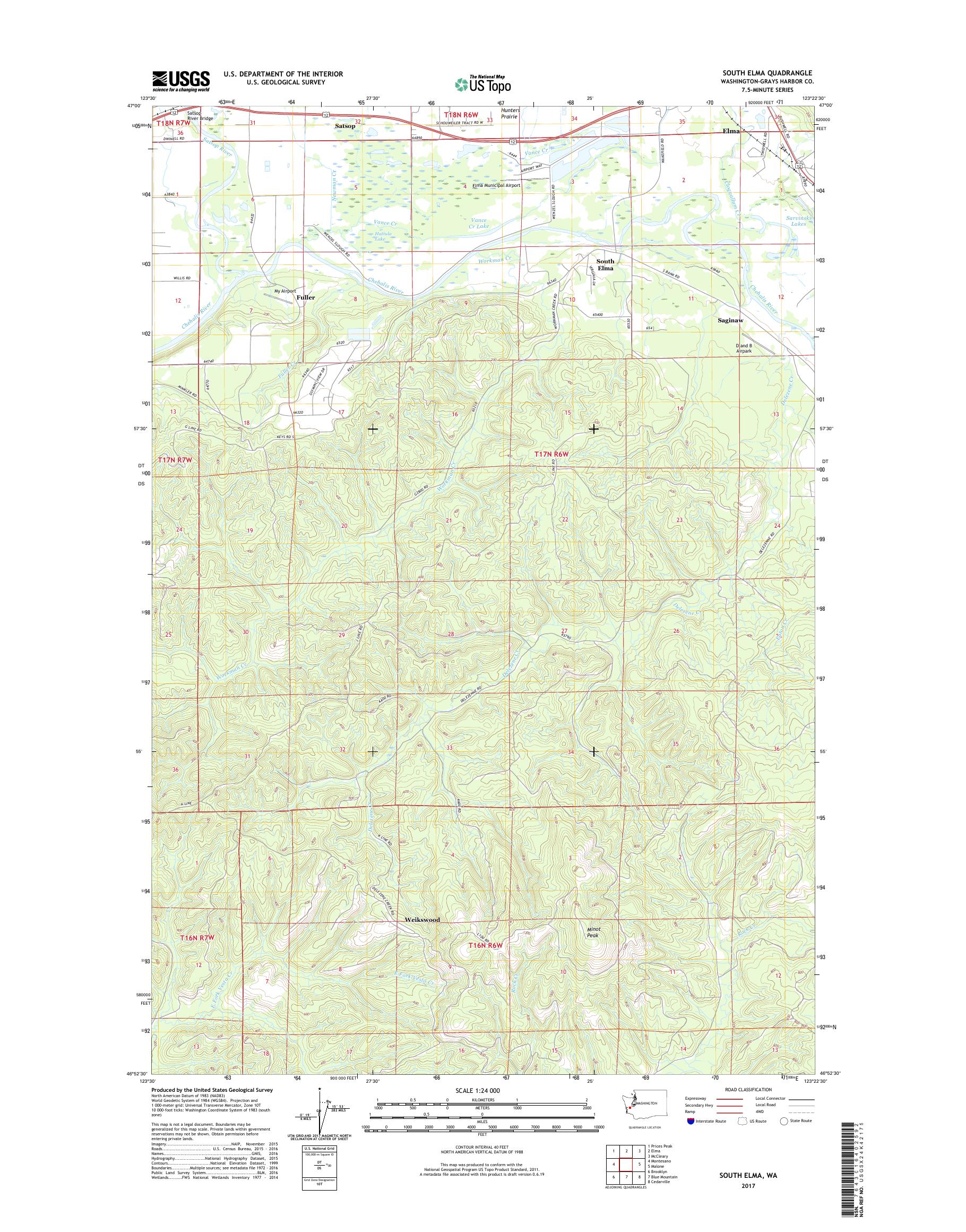 MyTopo South Elma, Washington USGS Quad Topo Map