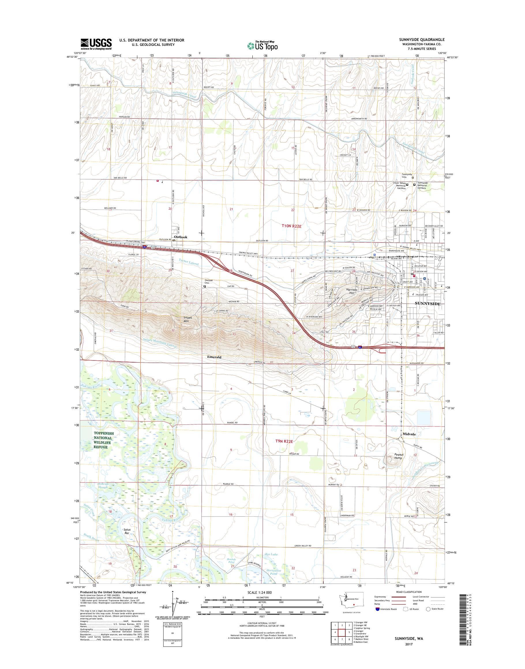 MyTopo Sunnyside, Washington USGS Quad Topo Map