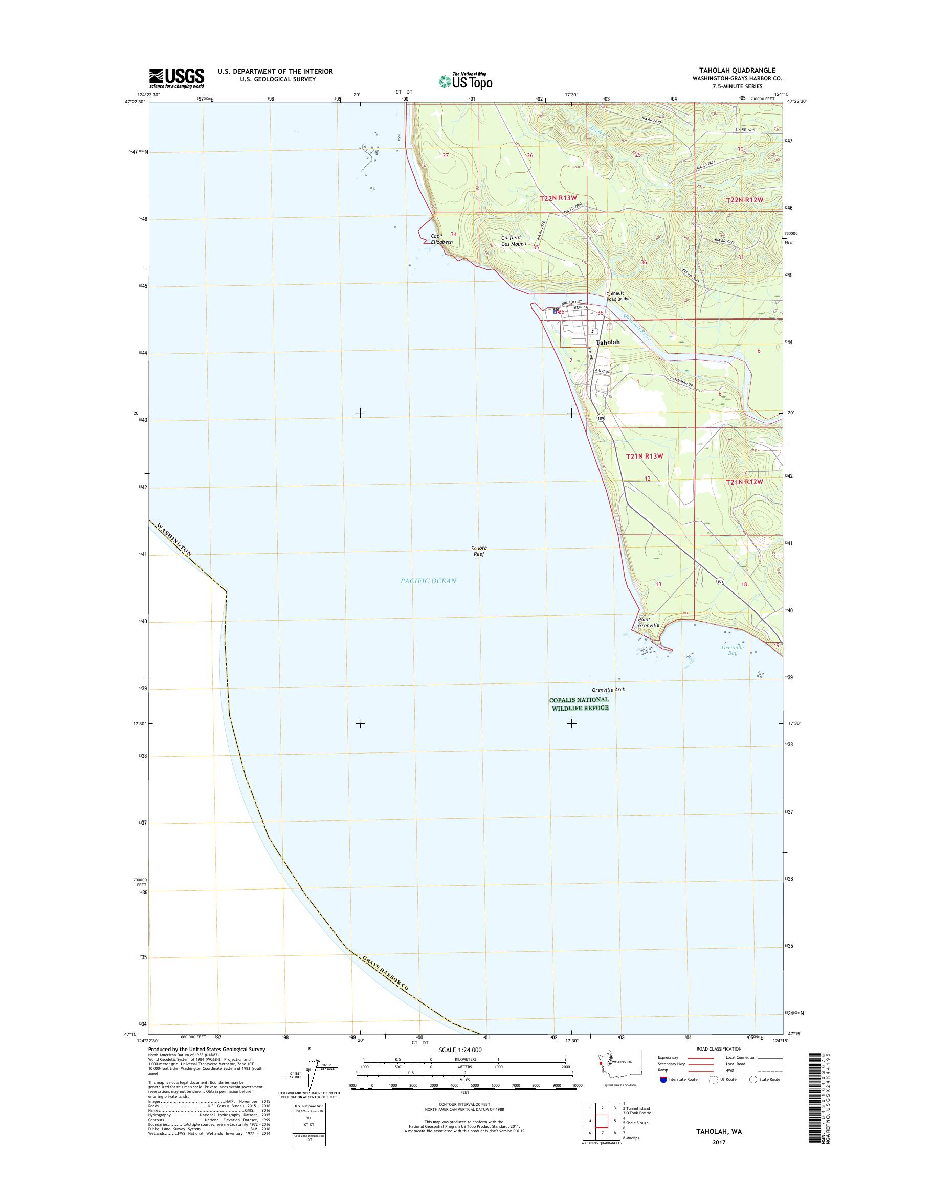 MyTopo Taholah, Washington USGS Quad Topo Map