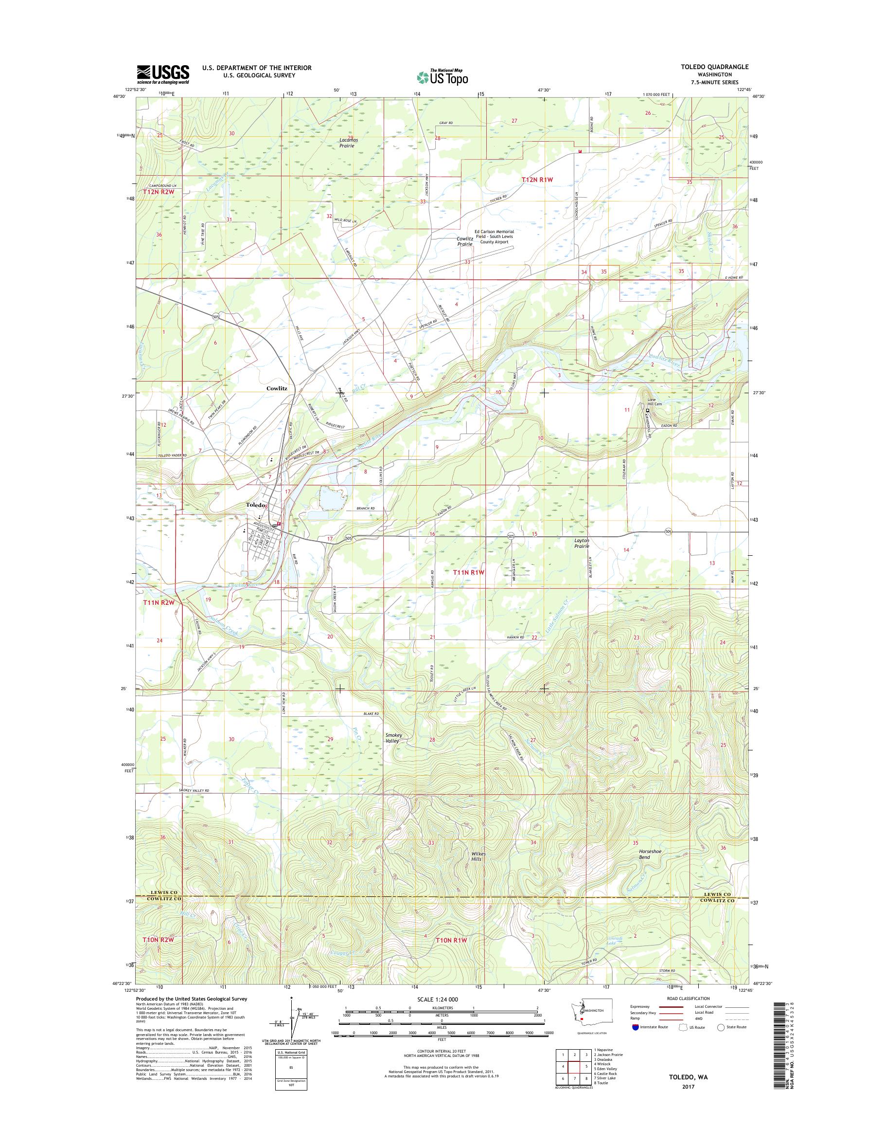 MyTopo Toledo, Washington USGS Quad Topo Map