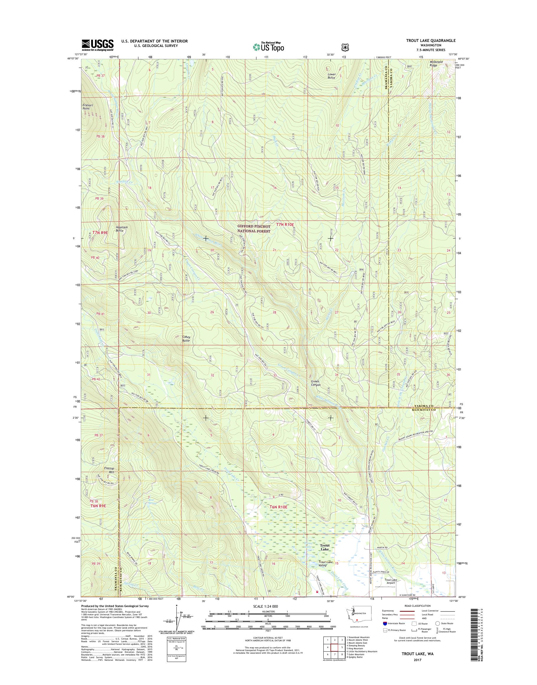 MyTopo Trout Lake, Washington USGS Quad Topo Map