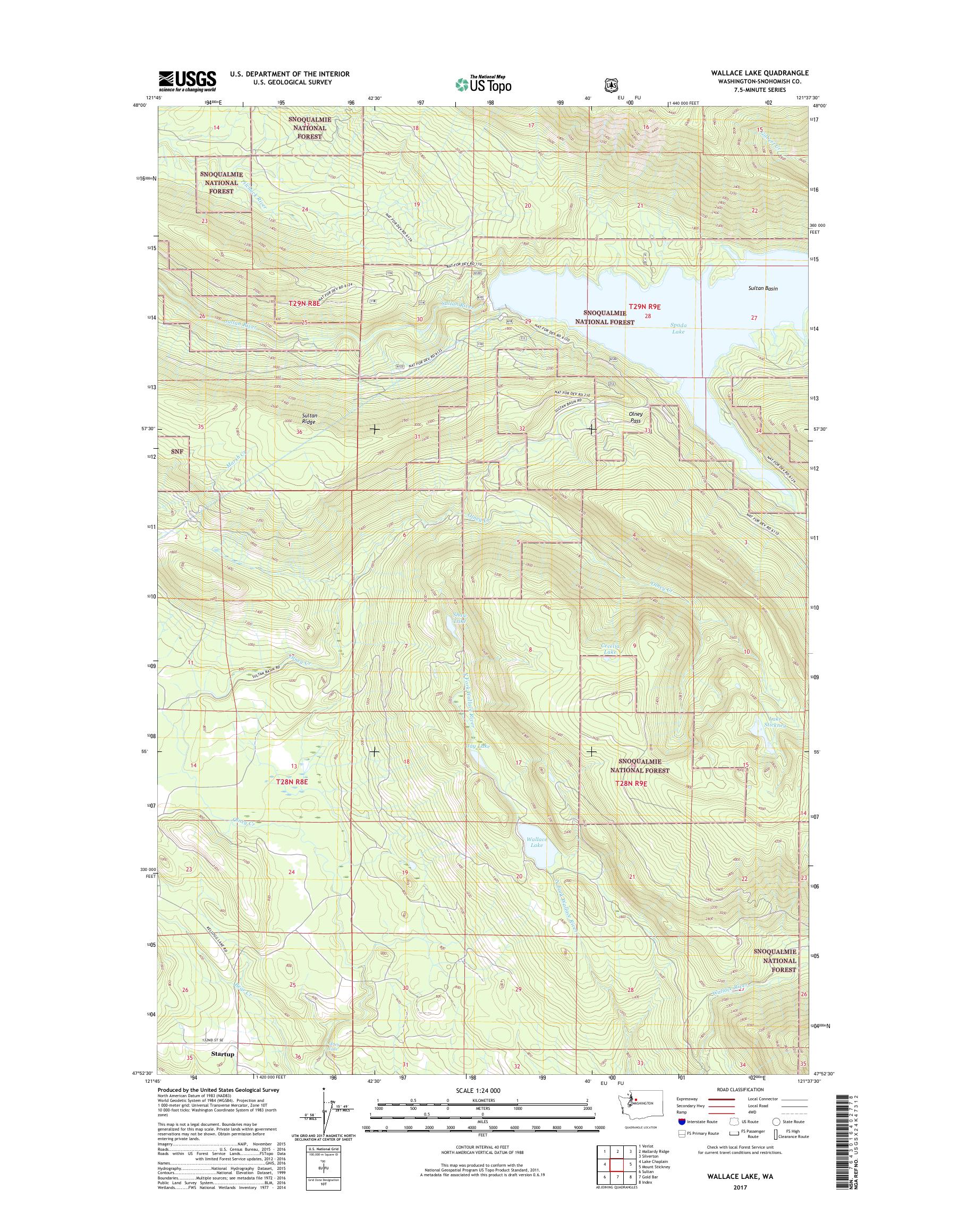 MyTopo Wallace Lake, Washington USGS Quad Topo Map