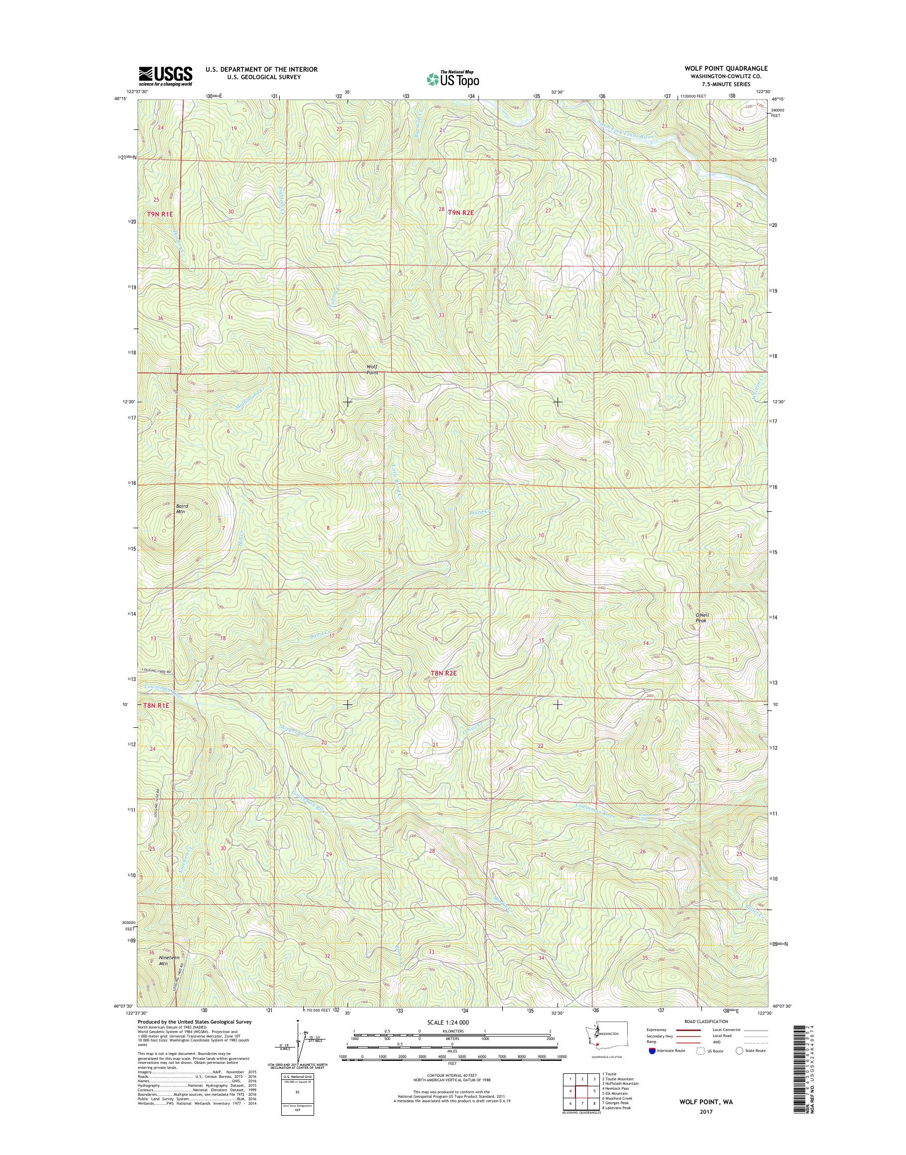 MyTopo Wolf Point, Washington USGS Quad Topo Map
