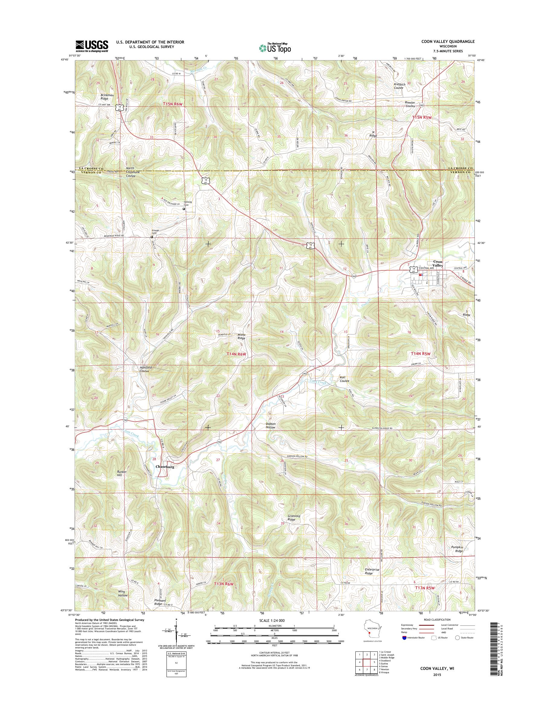 MyTopo Coon Valley, Wisconsin USGS Quad Topo Map