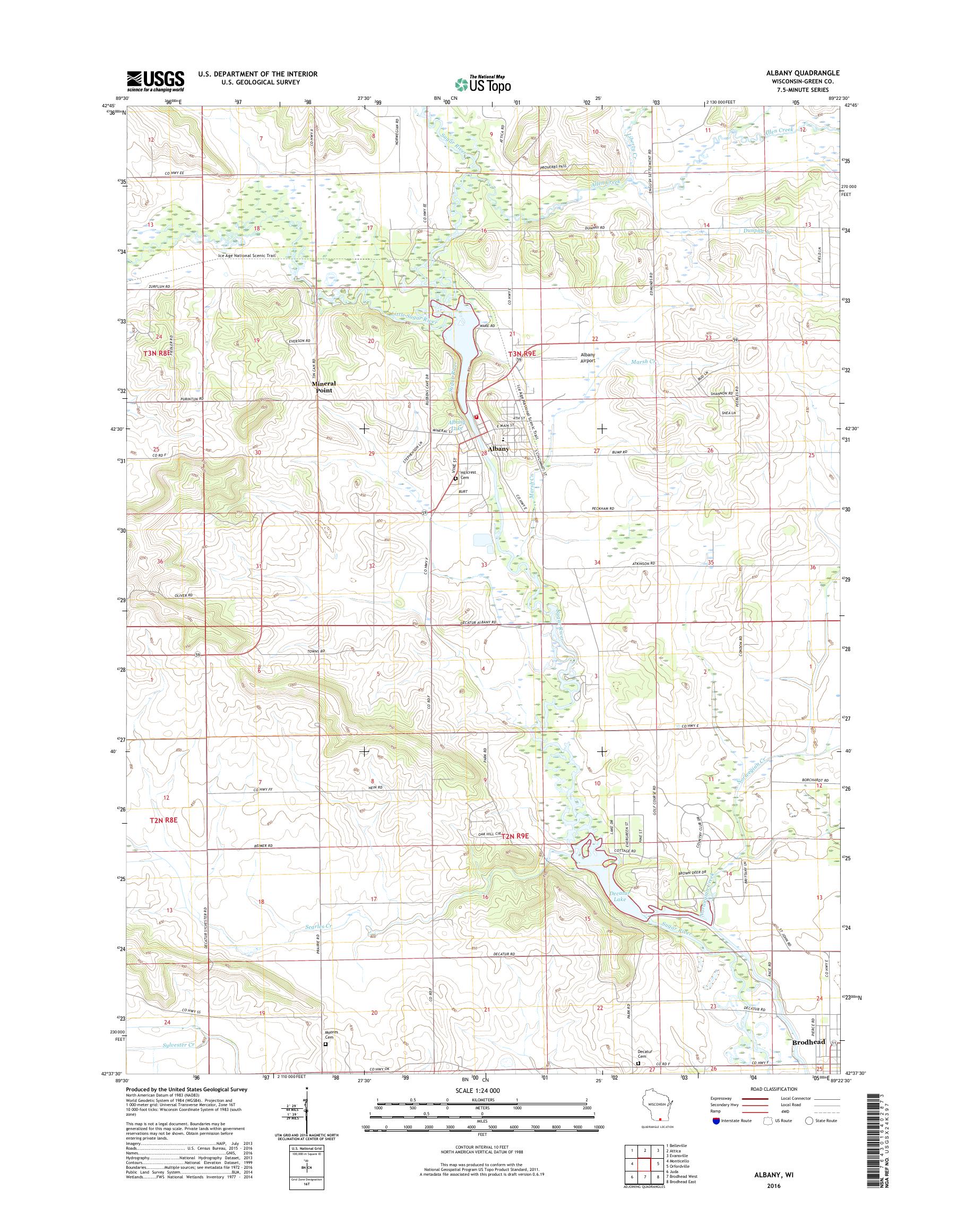 MyTopo Albany, Wisconsin USGS Quad Topo Map