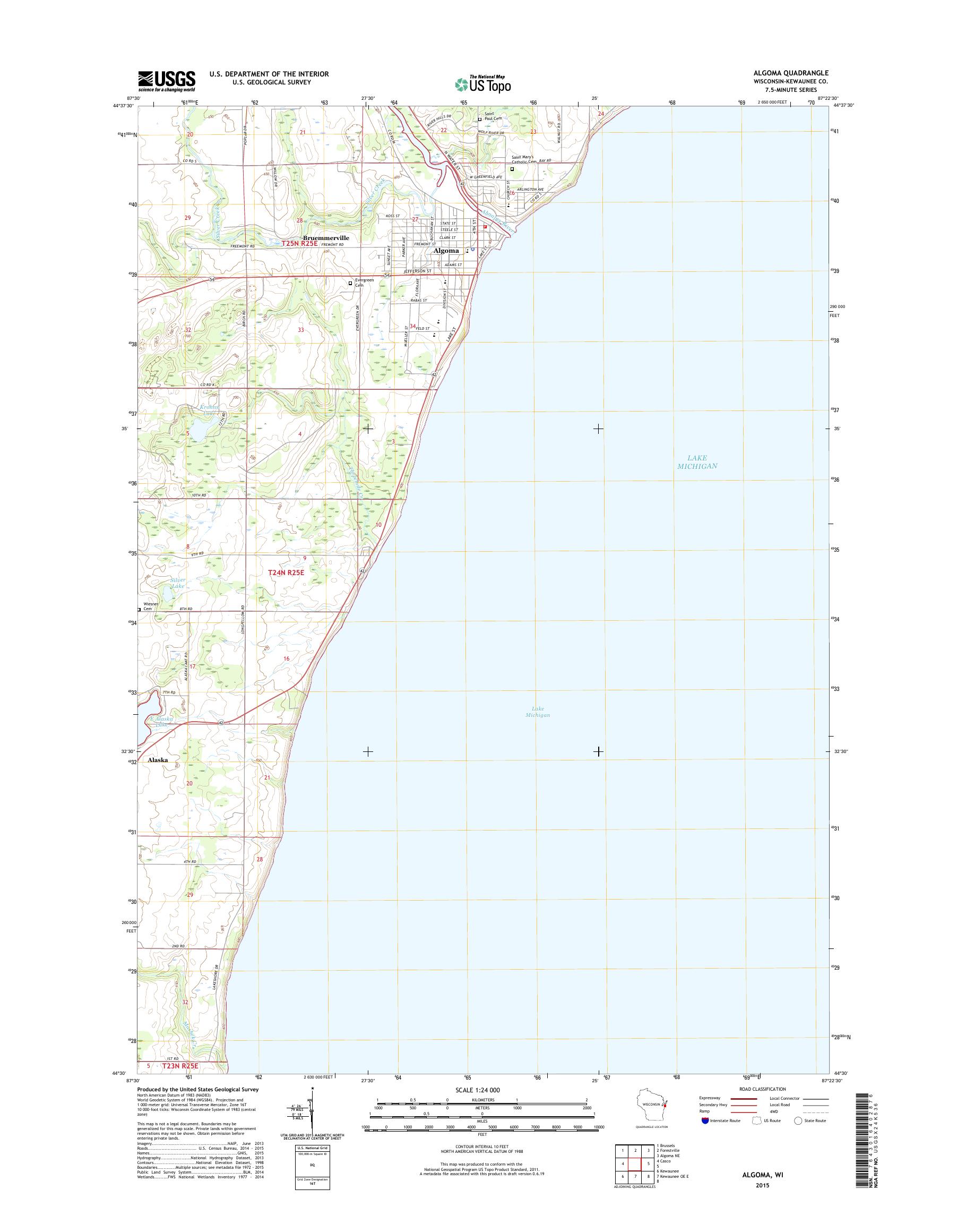 MyTopo Algoma, Wisconsin USGS Quad Topo Map