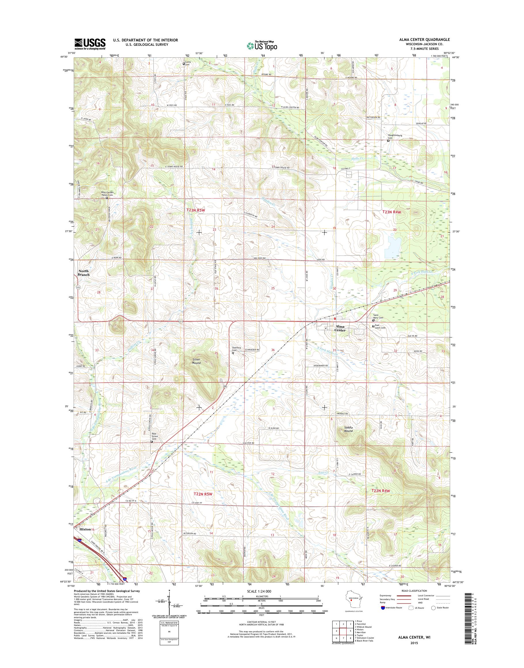 MyTopo Alma Center, Wisconsin USGS Quad Topo Map
