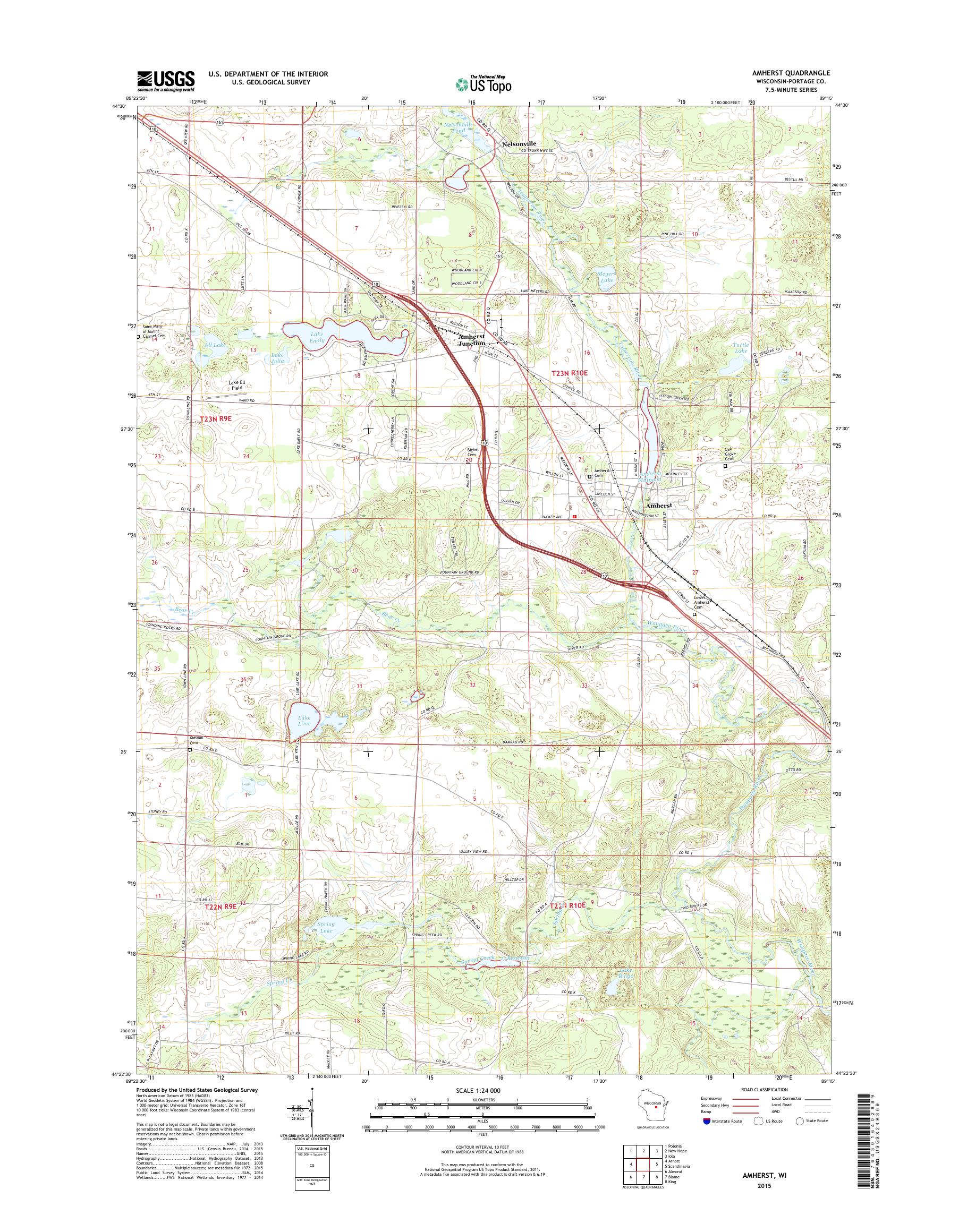 MyTopo Amherst, Wisconsin USGS Quad Topo Map