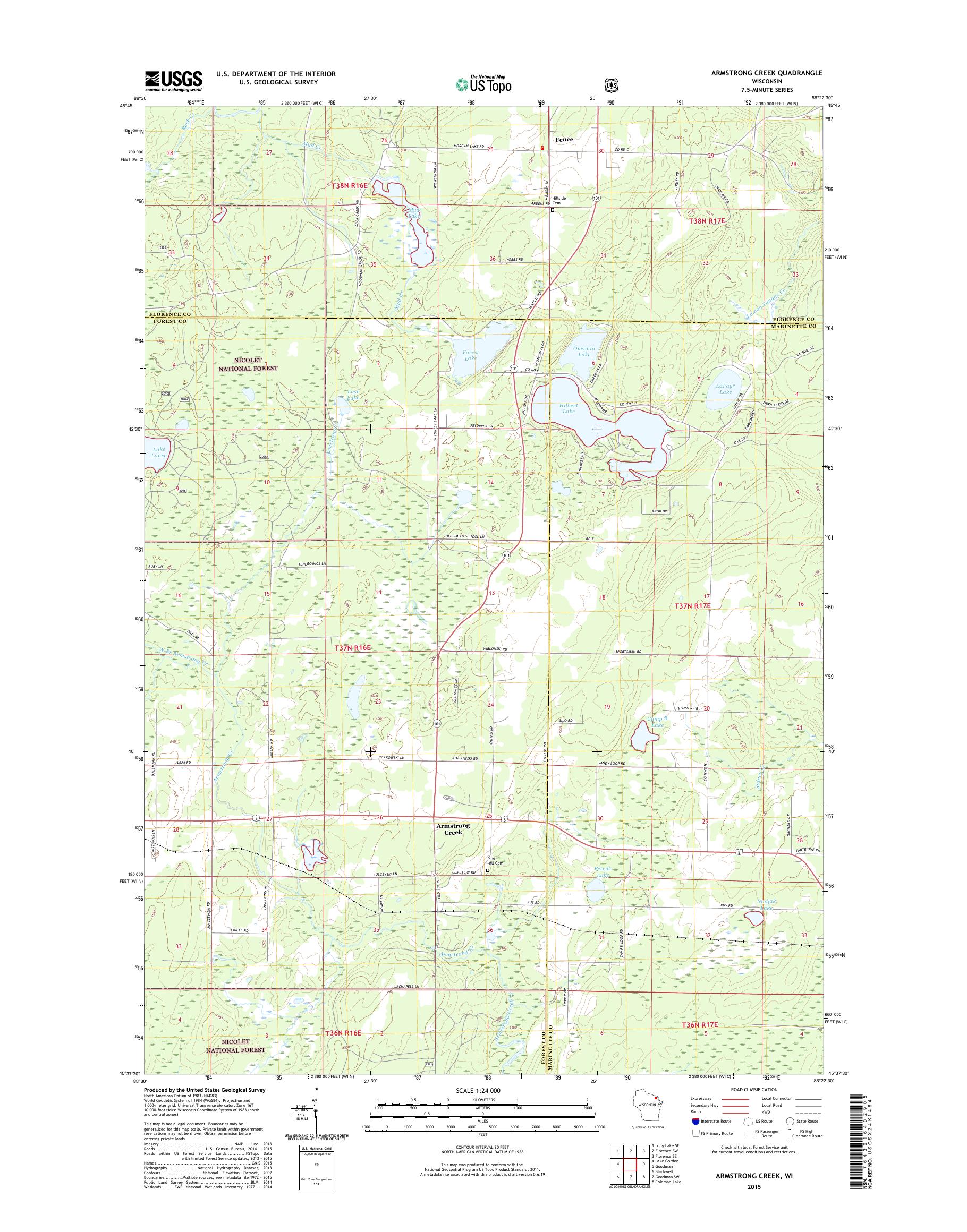 MyTopo Armstrong Creek, Wisconsin USGS Quad Topo Map